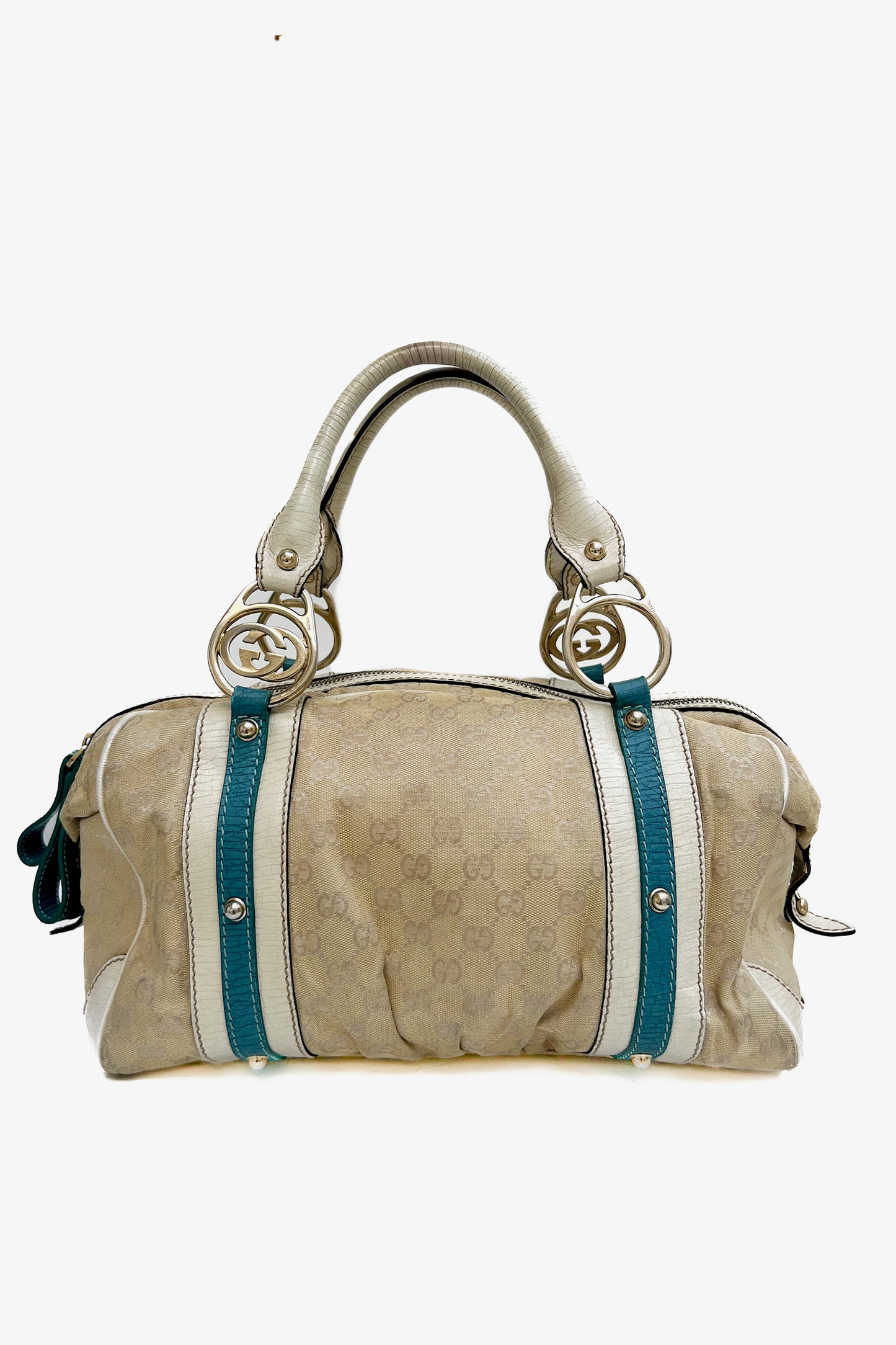 Vintage Light Mono & Interlocking Logo, Turquoise Details Bag