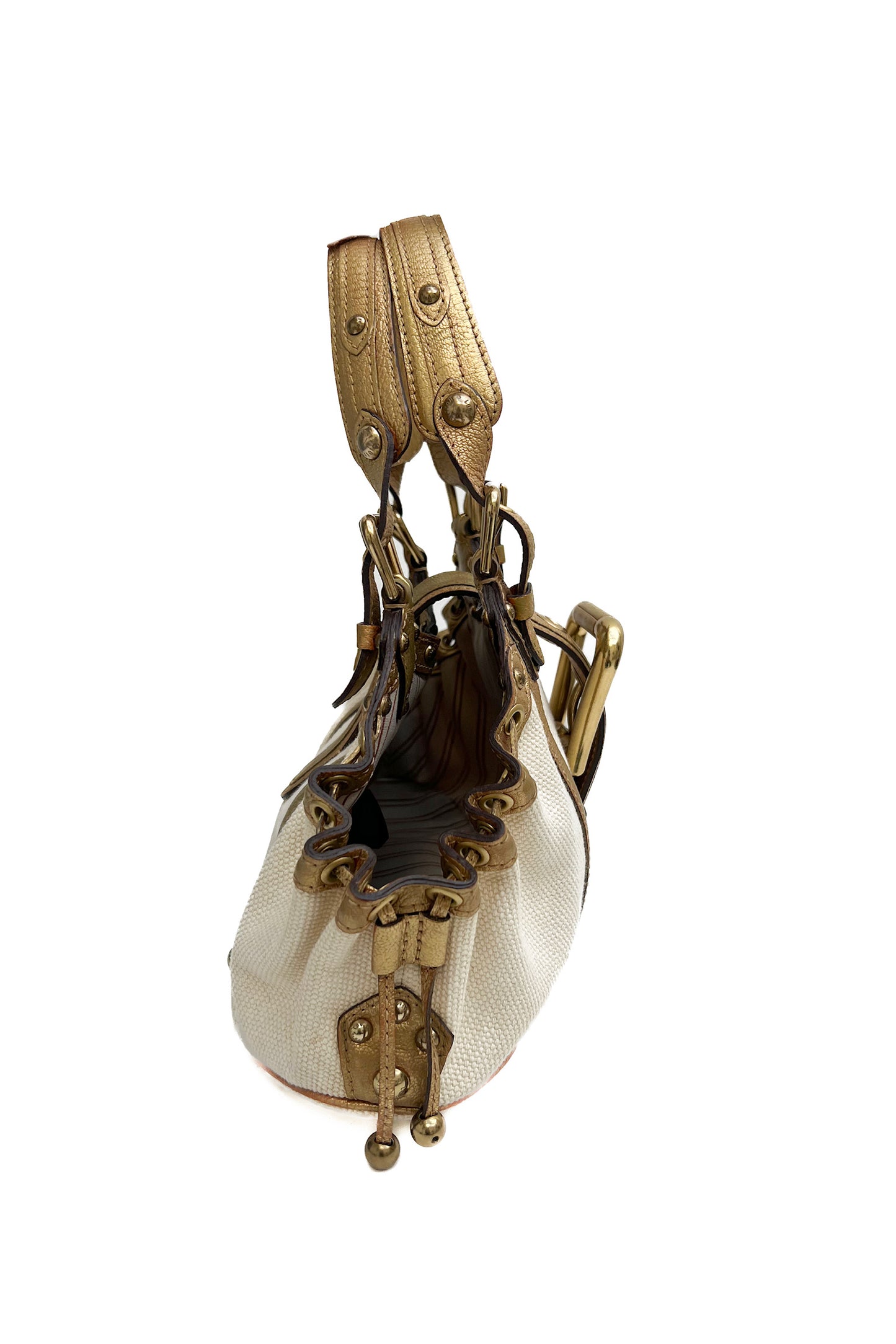 Vintage Cream & Gold Antigua Theda Pm Bag