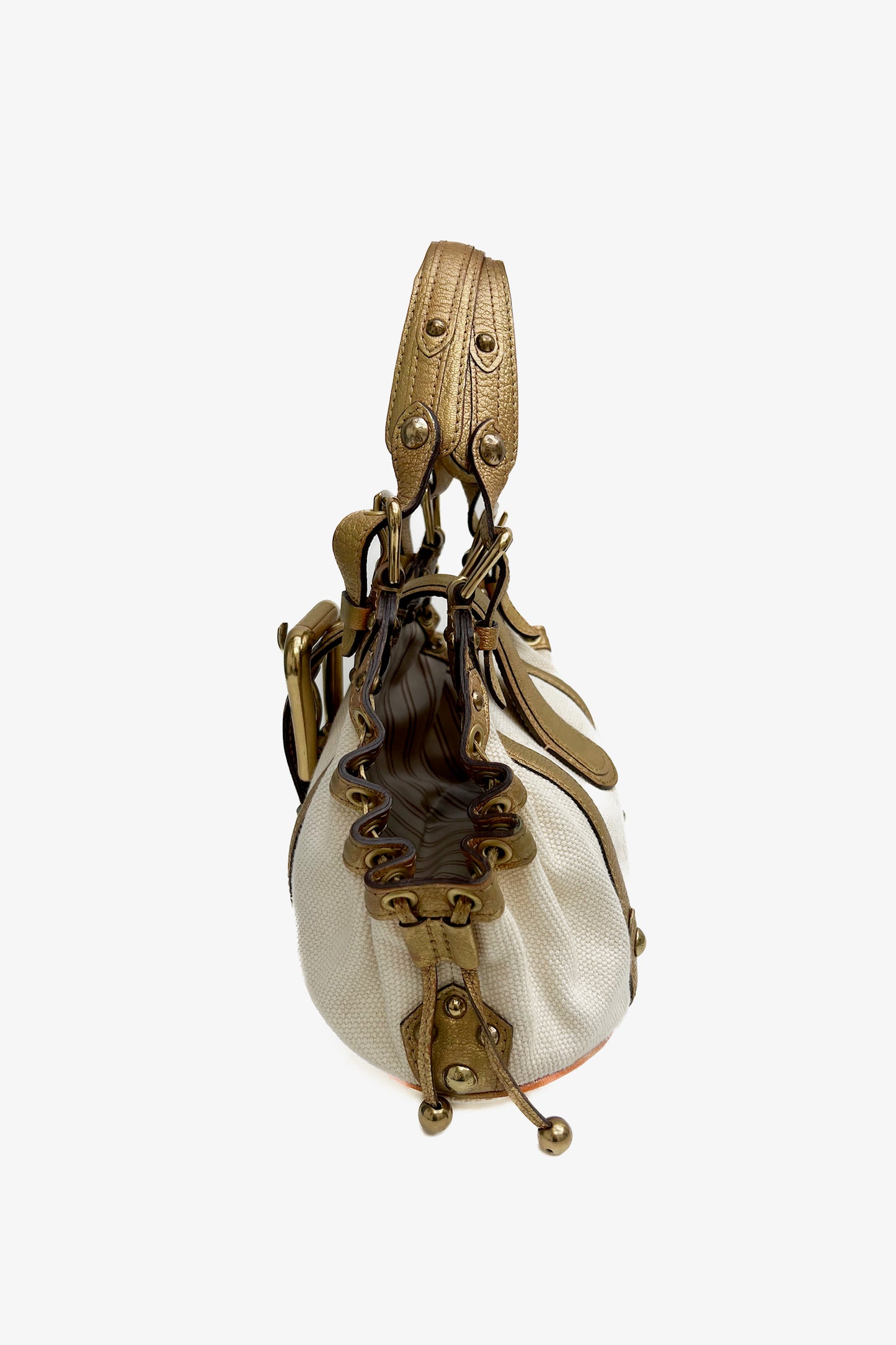 Vintage Cream & Gold Antigua Theda Pm Bag