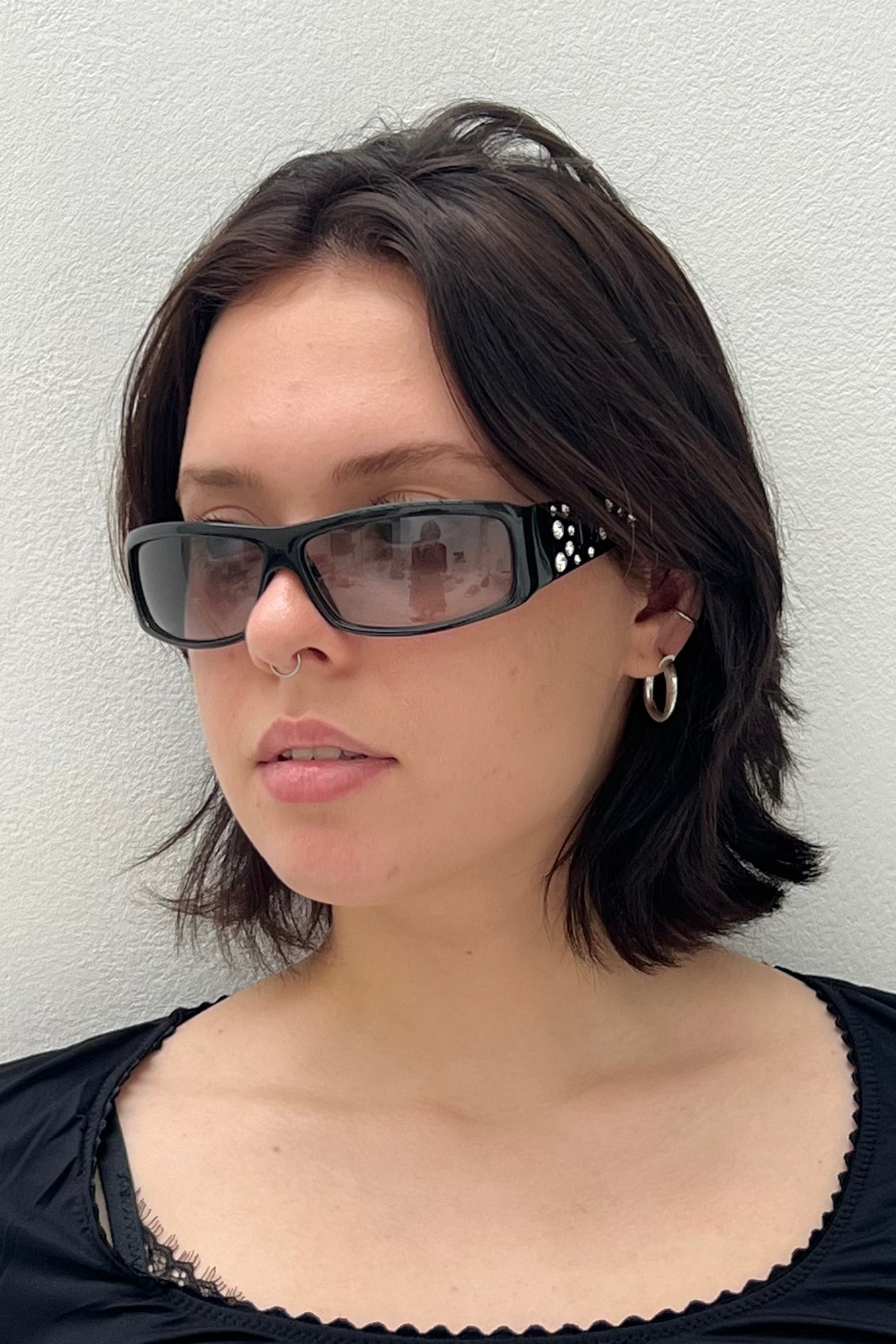 Vintage Black Crystal Arms Sunglasses