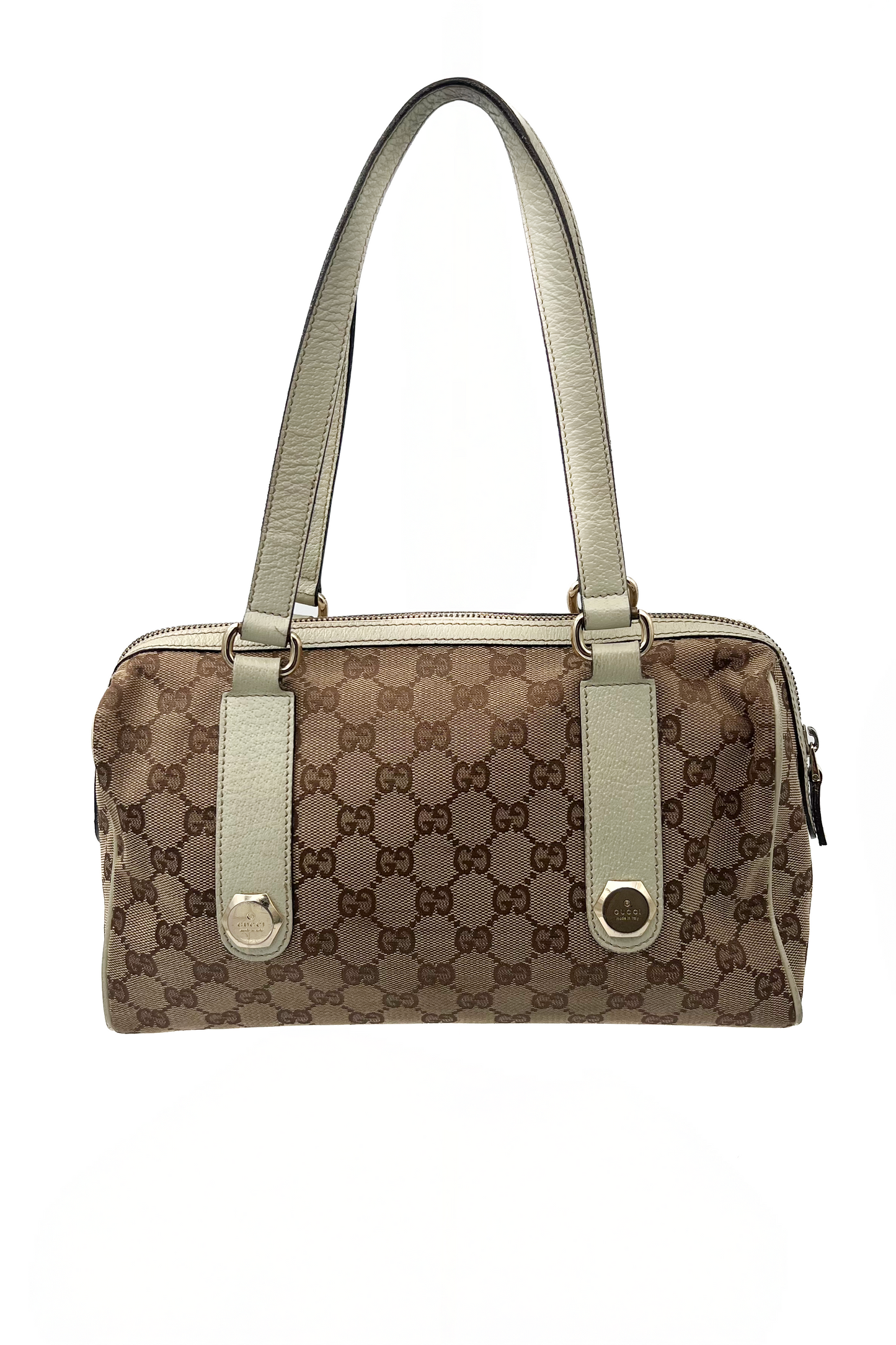 Vintage Charmy Classic Monogram & Cream Leather Boston Bag