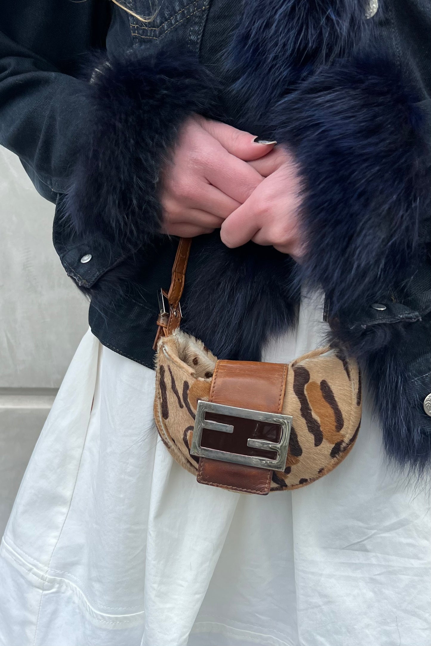 Fendi Calfskin Mini Croissant Baguette Bag