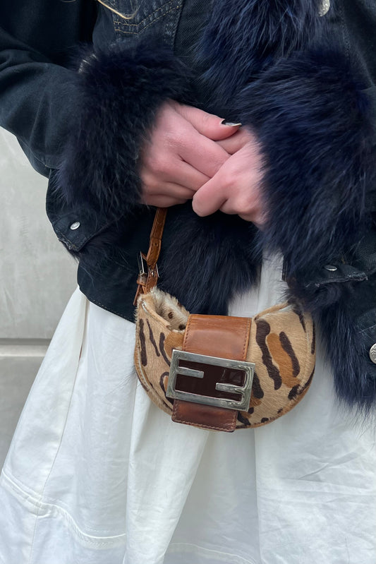 Fendi Calfskin Mini Croissant Baguette Bag