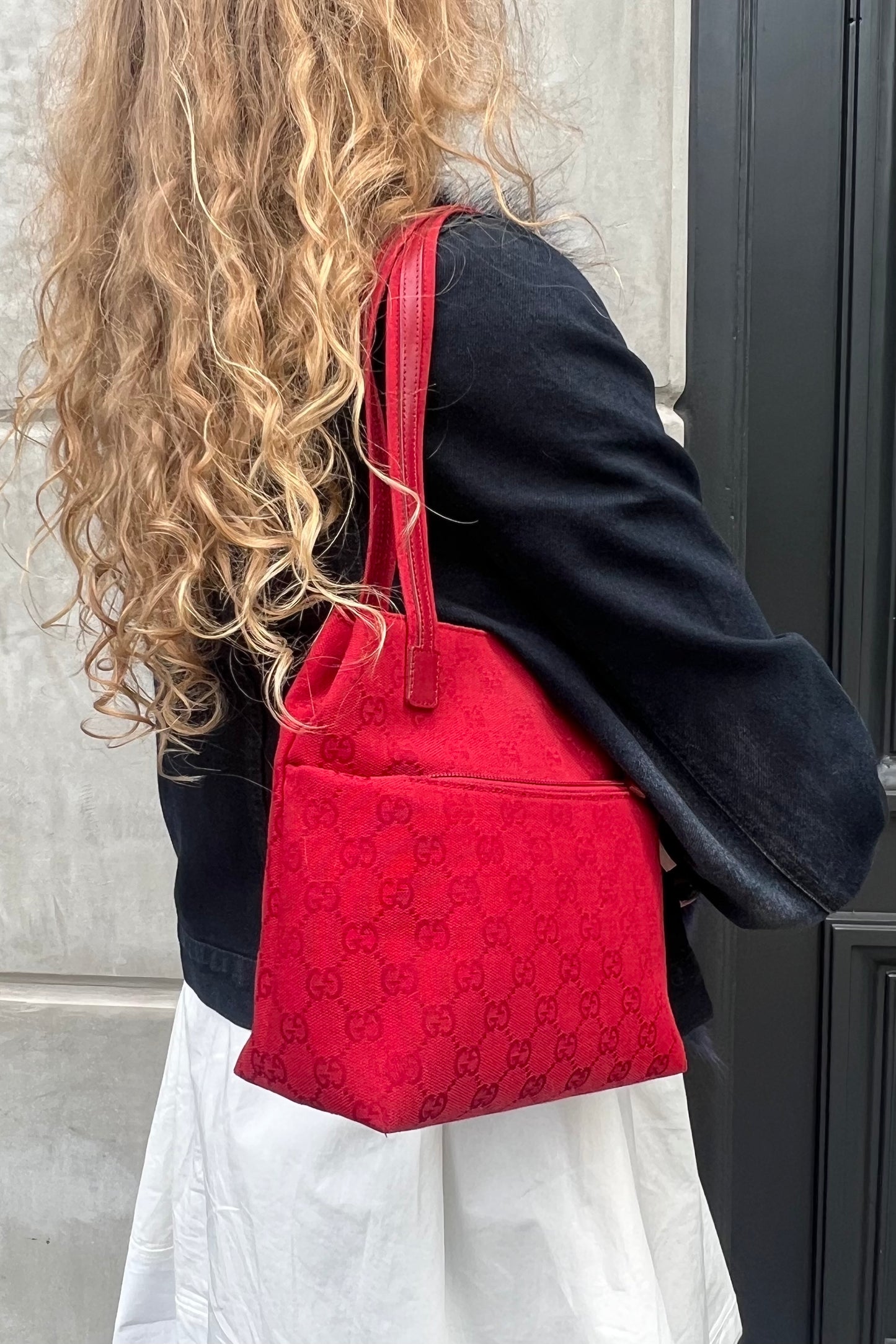 Vintage All Red Double Monogram Double Handle Bag