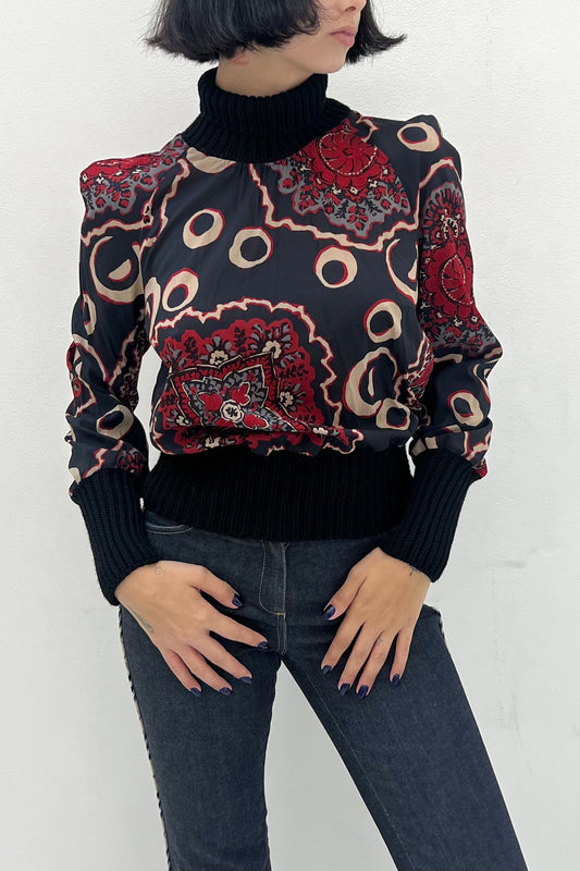 Vintage Silk & Knit Top