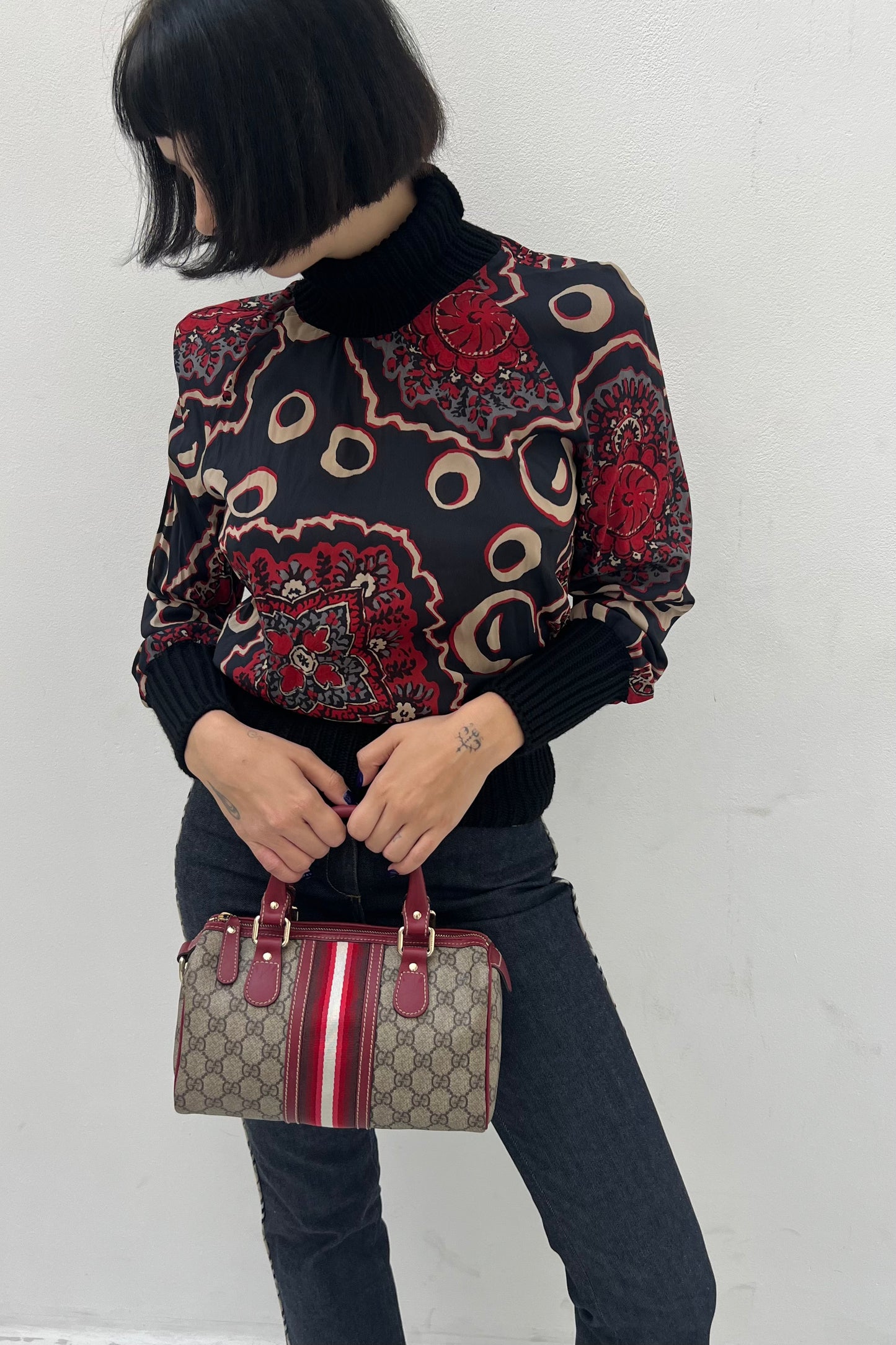 Vintage Monogram & red Mini Boston Bag