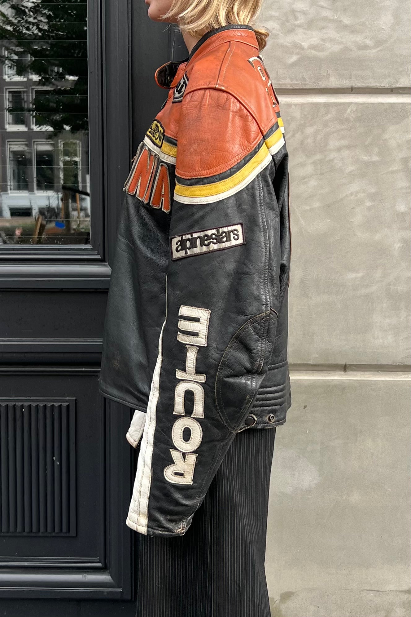 Vintage California Black & Orange Leather Jacket