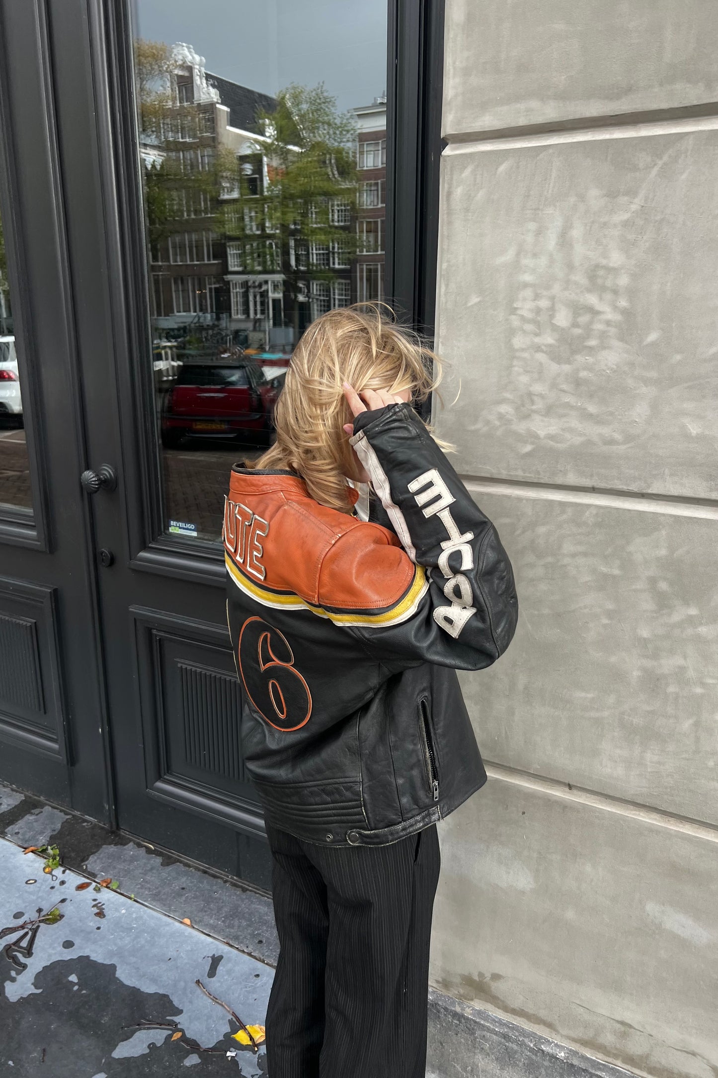 Vintage California Black & Orange Leather Jacket