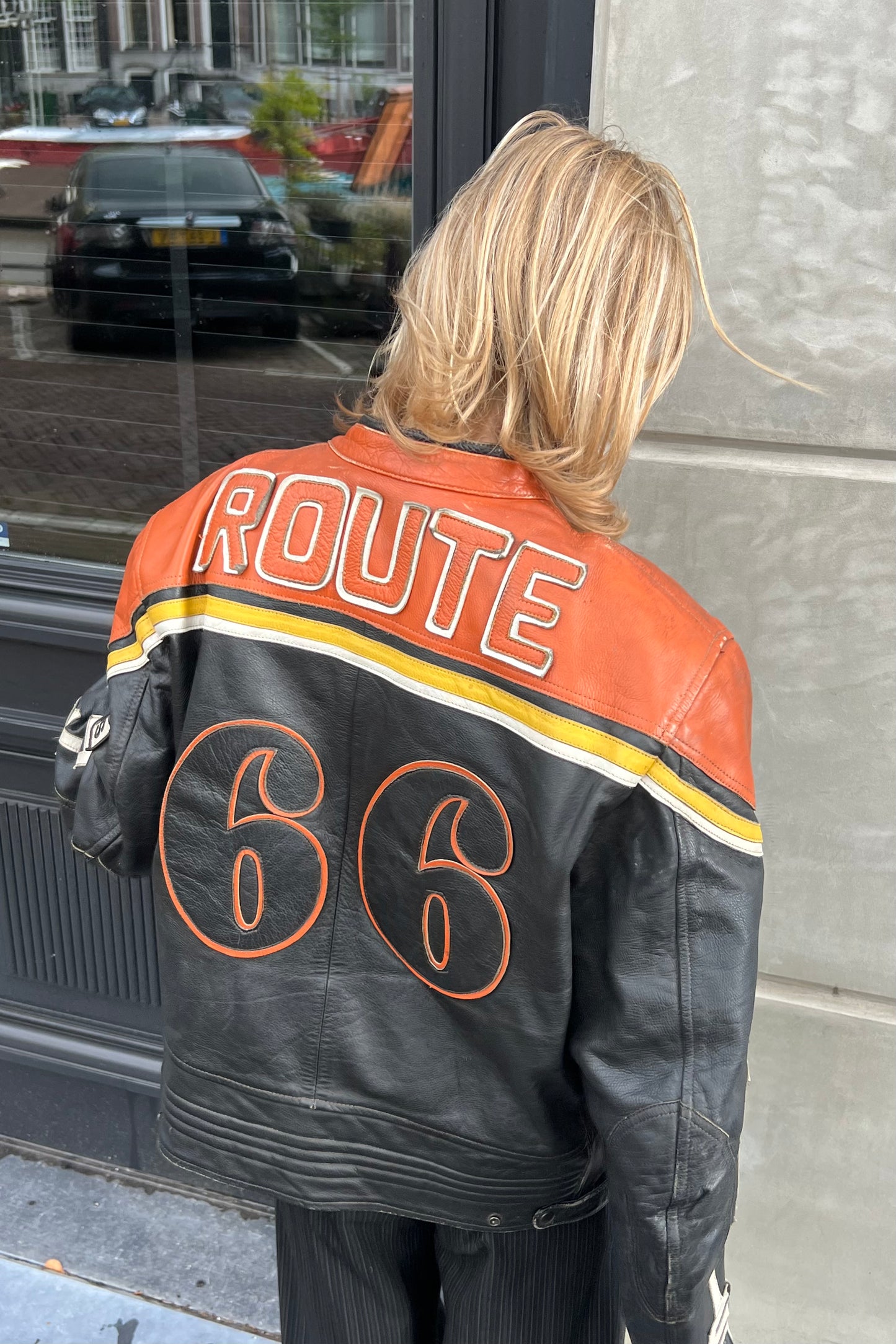 Vintage California Black & Orange Leather Jacket