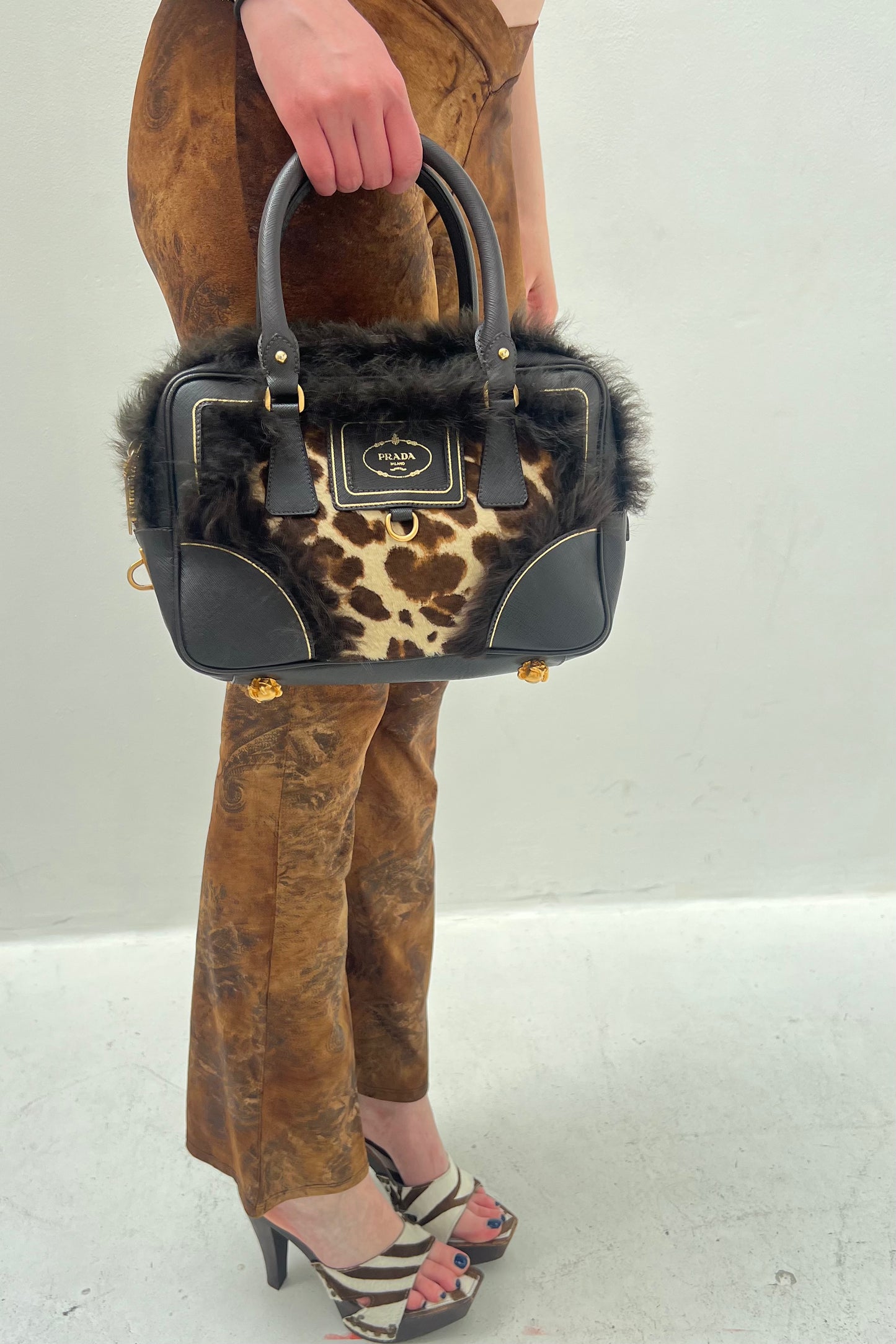 Vintage Claw Paws Leo Calf Skin & Fur Bag
