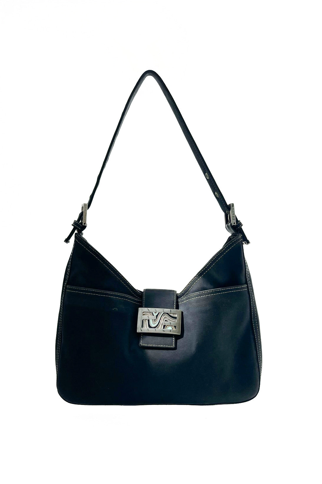 Vintage Navy Double Baguette Bag