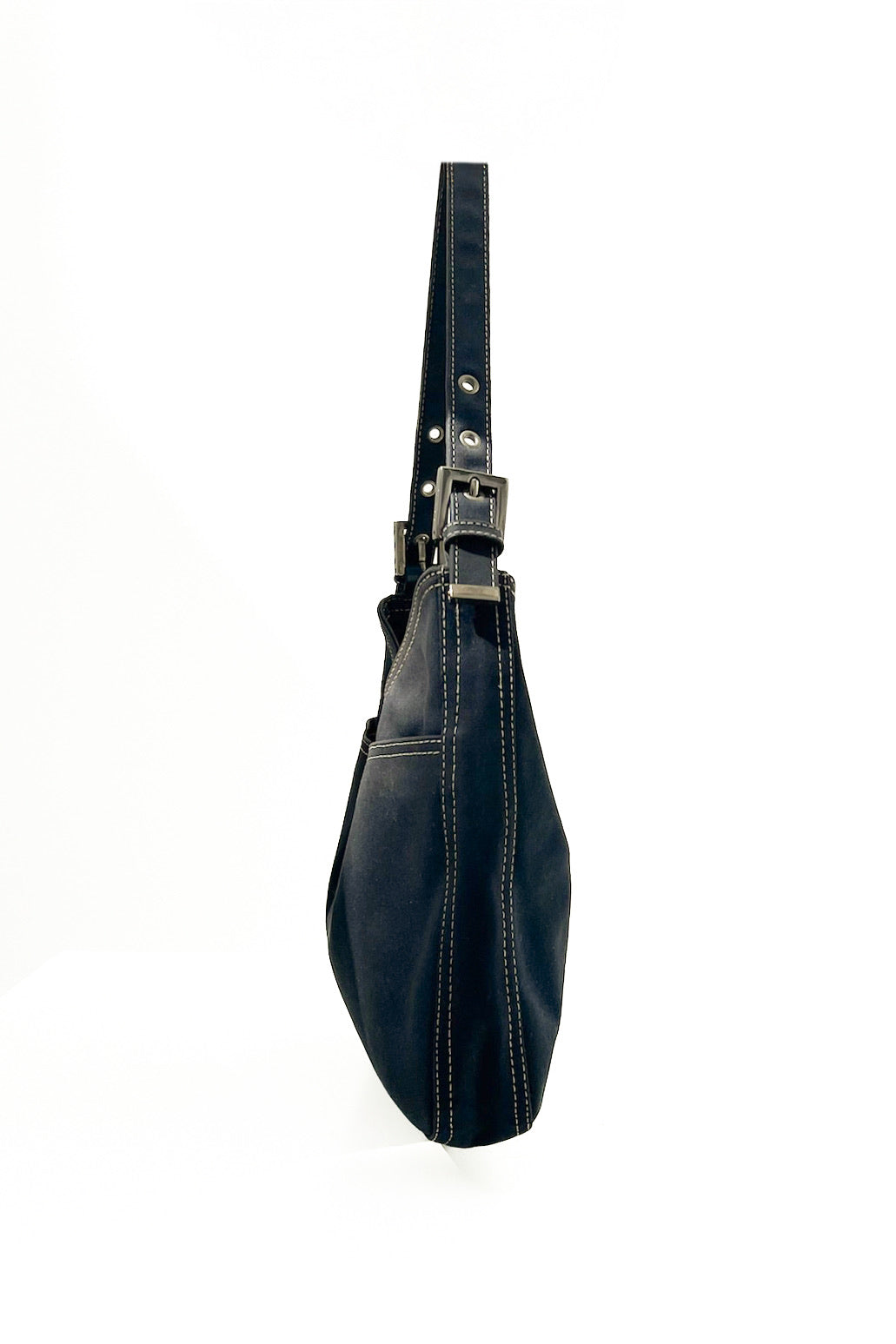Vintage Navy Double Baguette Bag