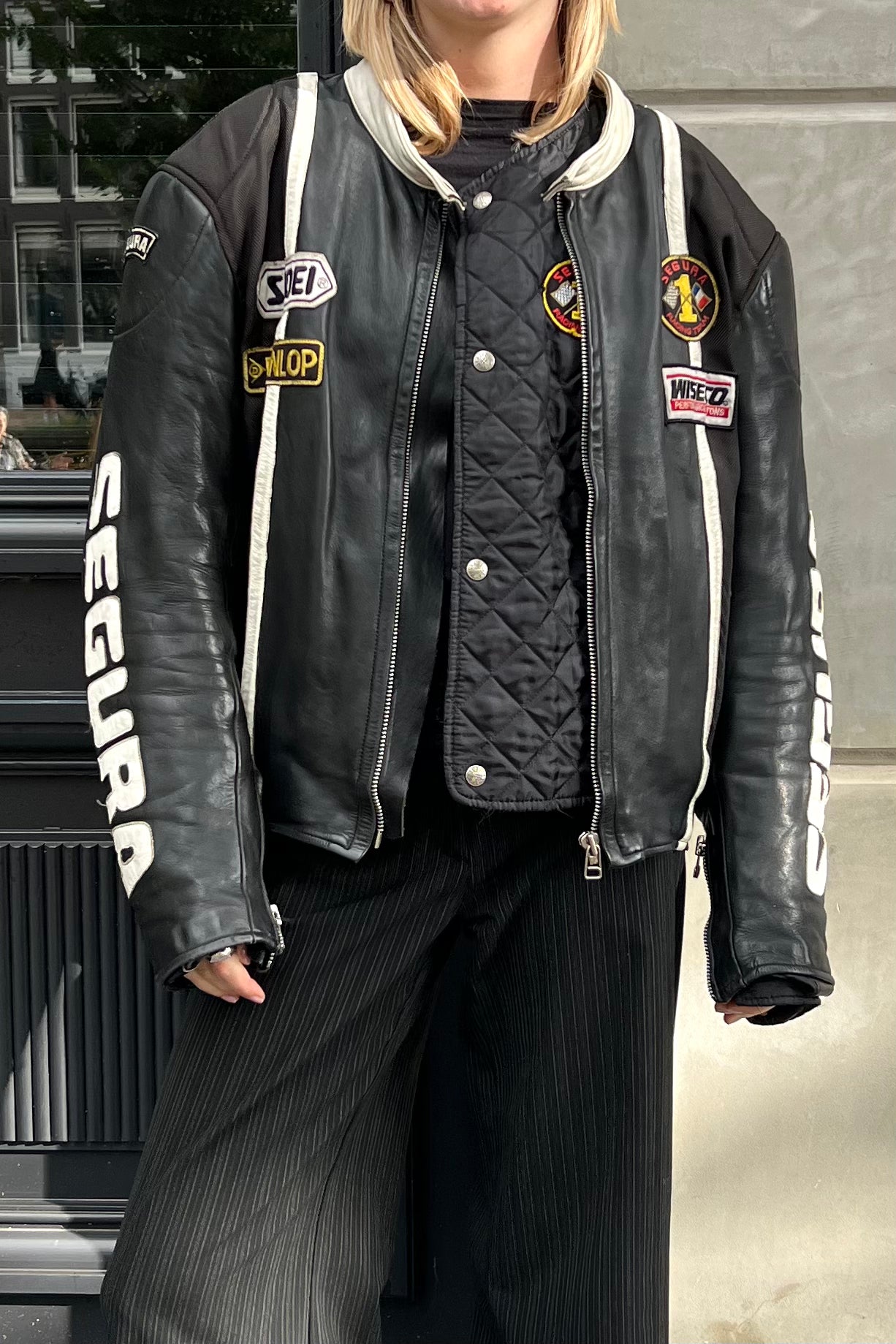 Vintage Segura Black & White Inseem Leather Jacket