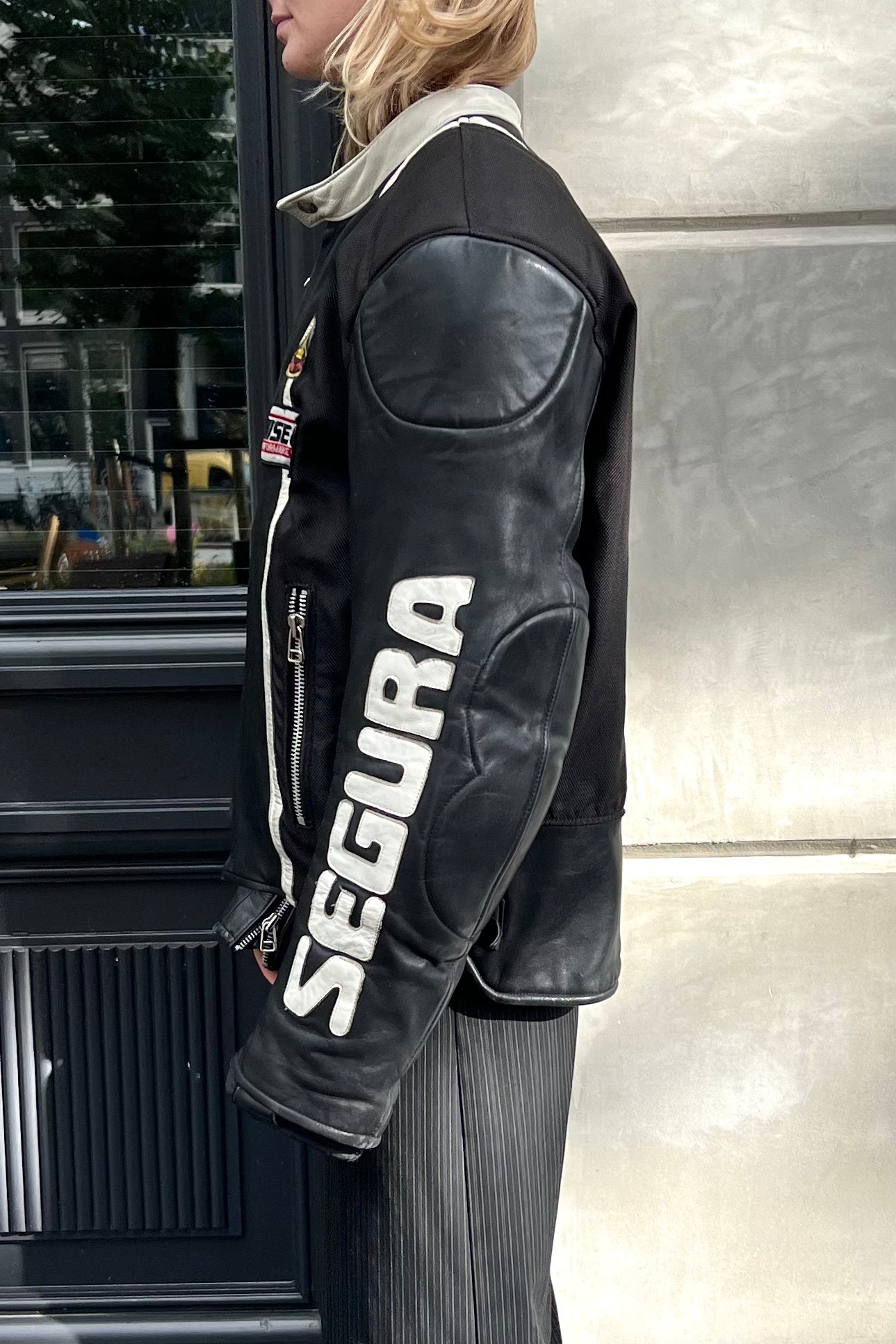 Vintage Segura Black & White Inseem Leather Jacket