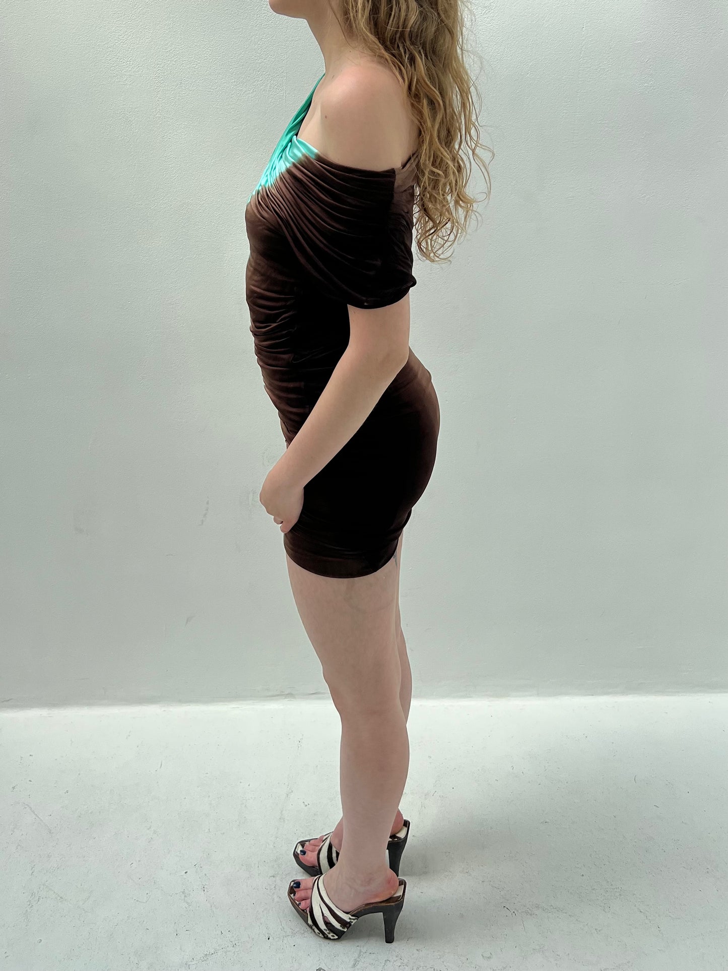 Vintage Turquoise and Brown Dress