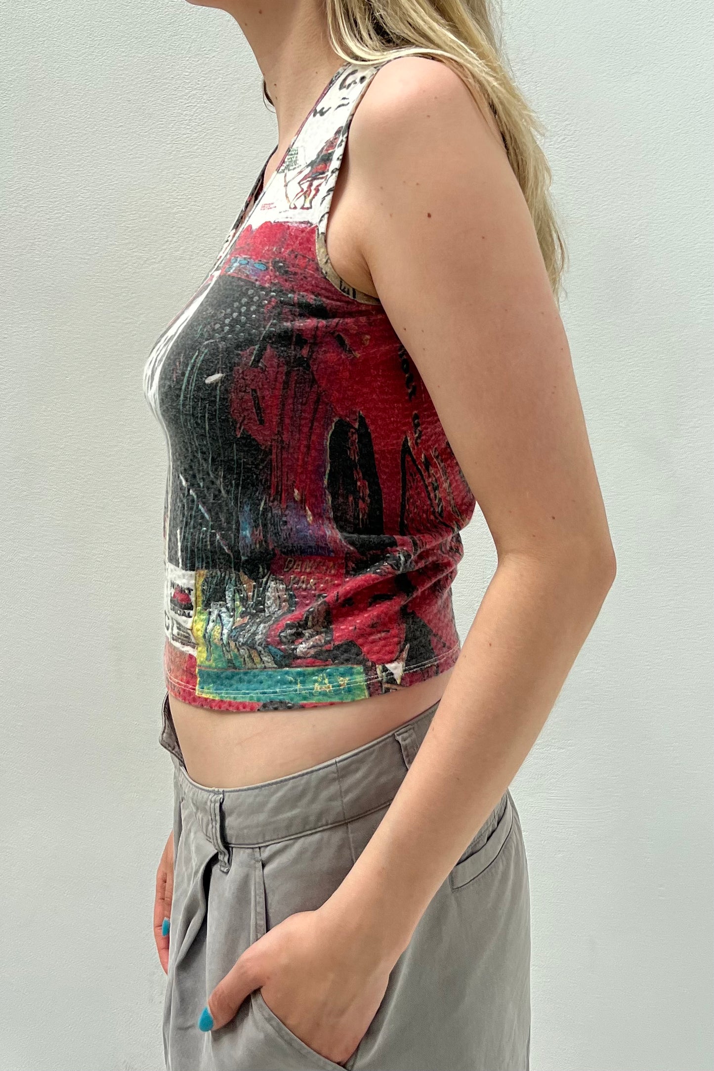 Vintage Colourfull Newspaper Print Top