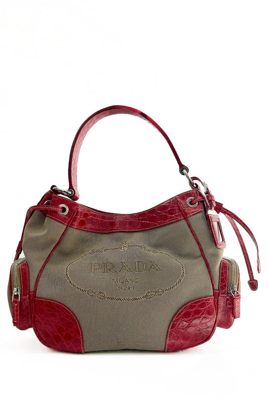 Vintage Big Logo Red Embosses Croco Bag