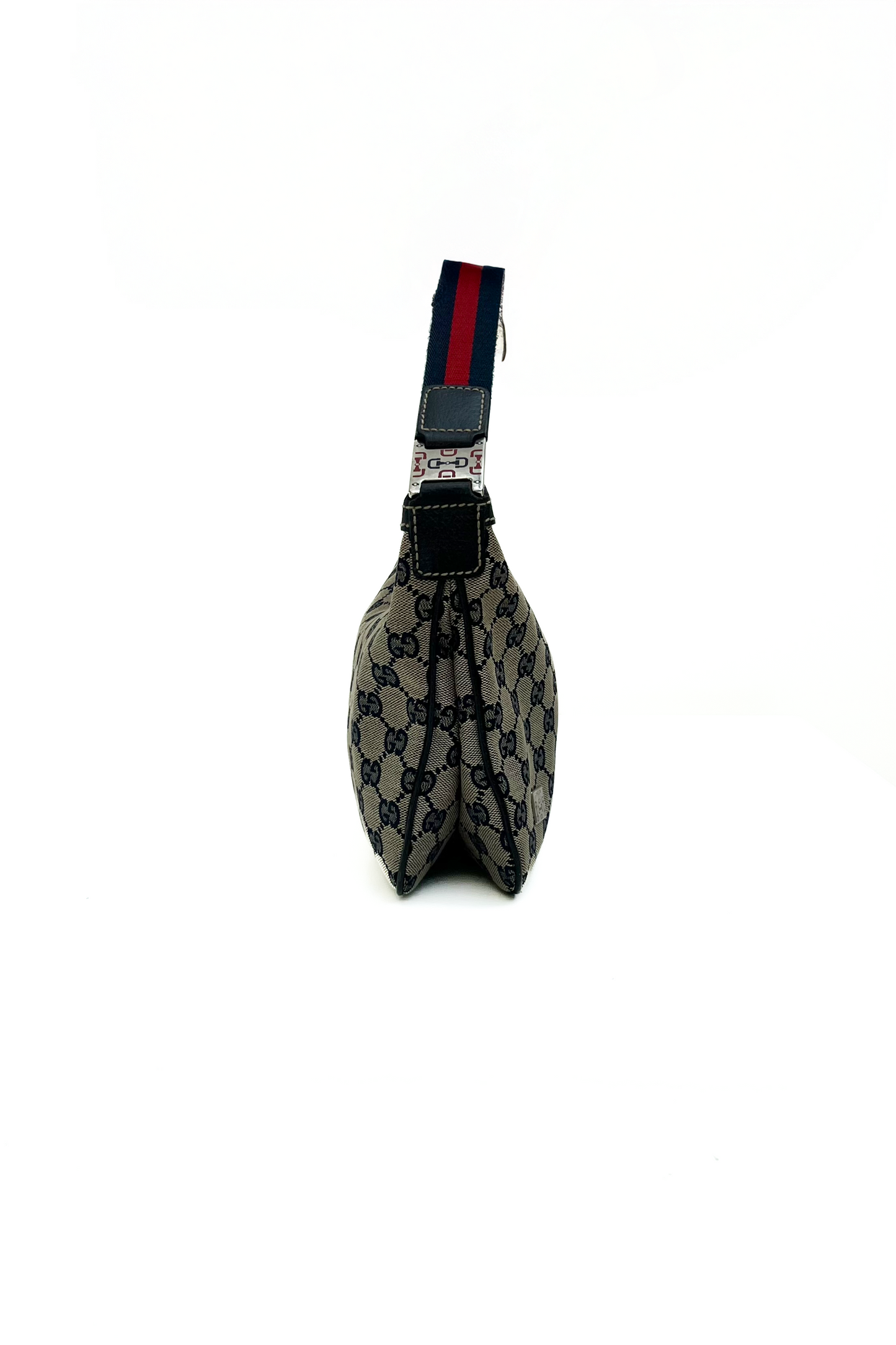 Vintage Navy Monogram & Red Detail Pop Hobo Bag
