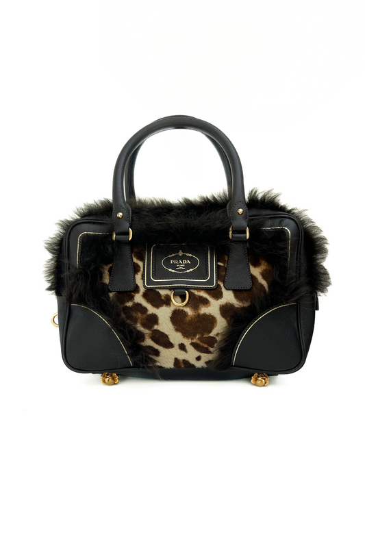 Vintage Claw Paws Leo Calf Skin & Fur Bag