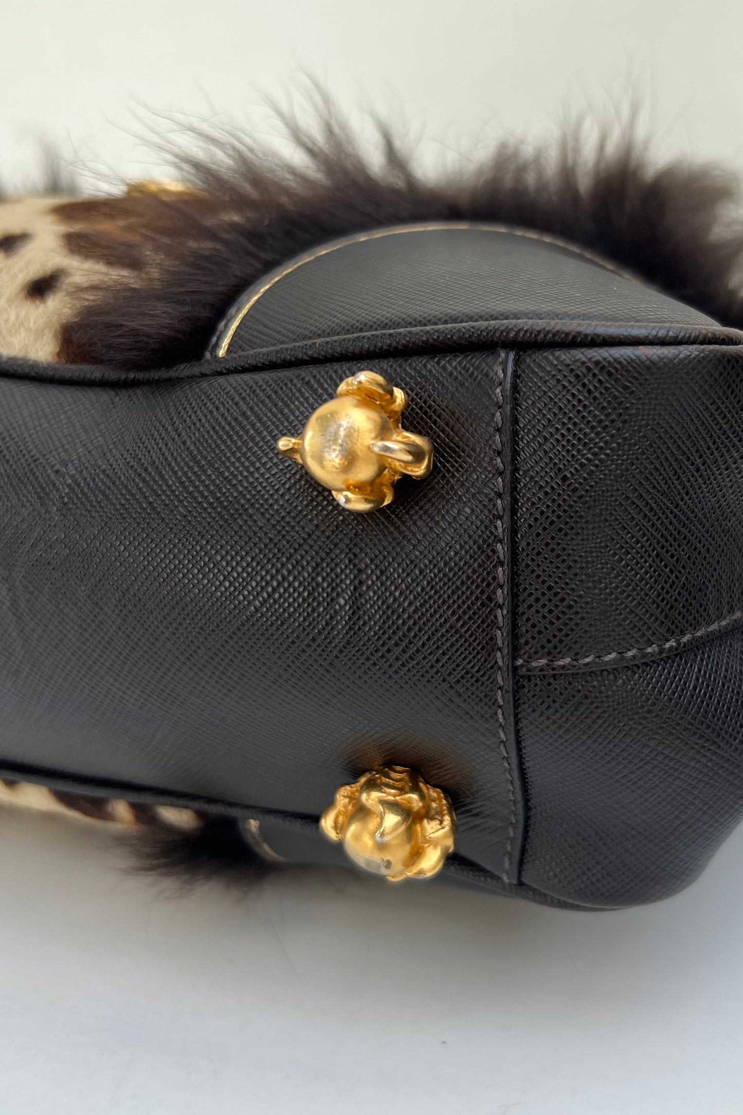 Vintage Claw Paws Leo Calf Skin & Fur Bag