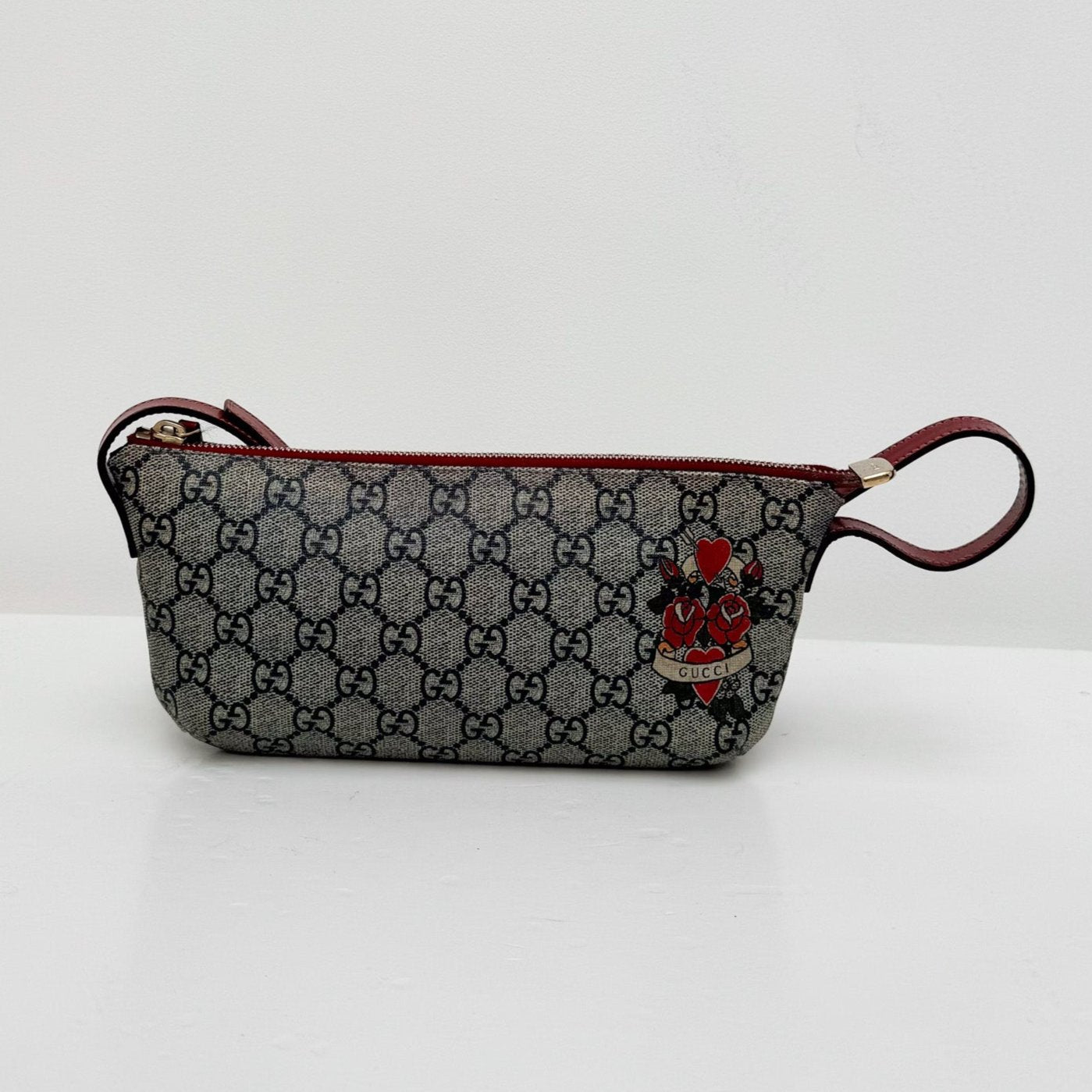 Vintage Navy & Red Tattoo Print Pochette