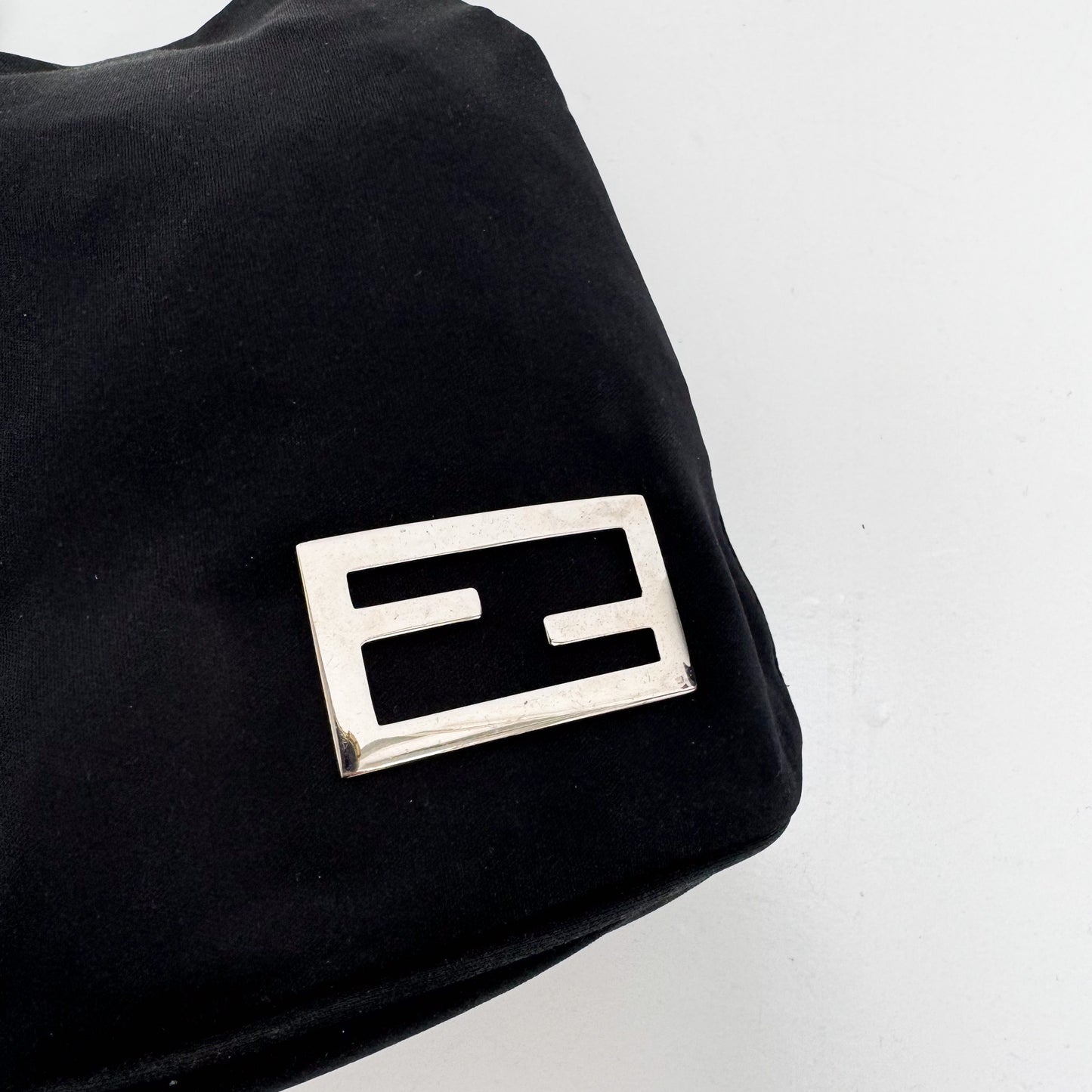 Vintage Fendi Black Mini Hobo Silver Buckle Bag