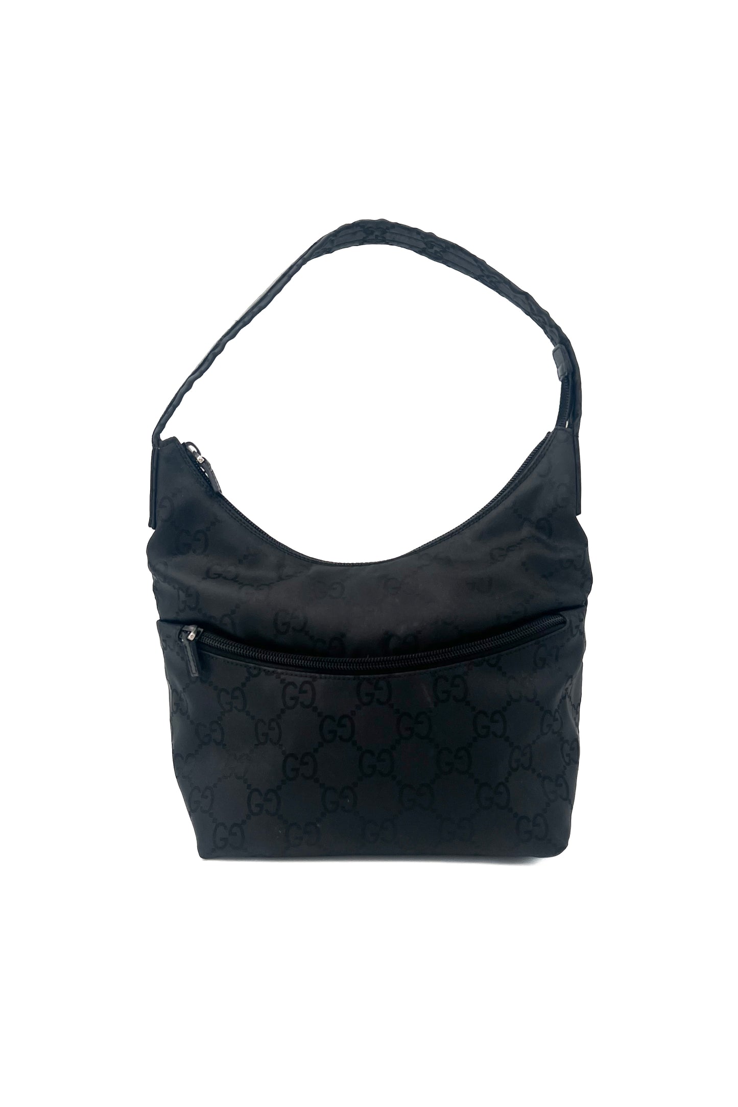 Vintage Black Monogram Nylon Shoulder Bag