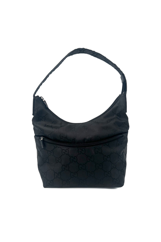 Vintage Black Monogram Nylon Shoulder Bag