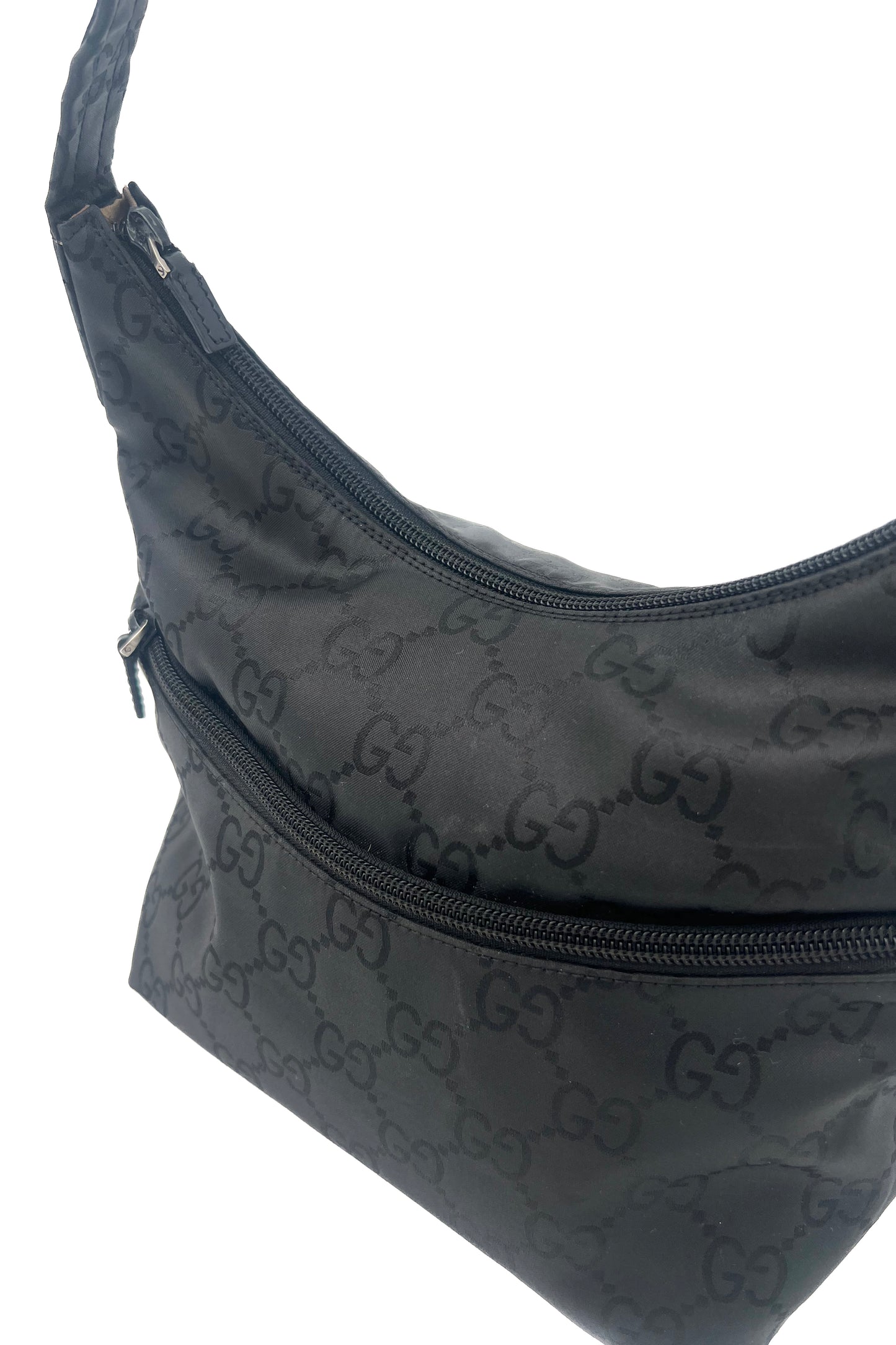 Vintage Black Monogram Nylon Shoulder Bag