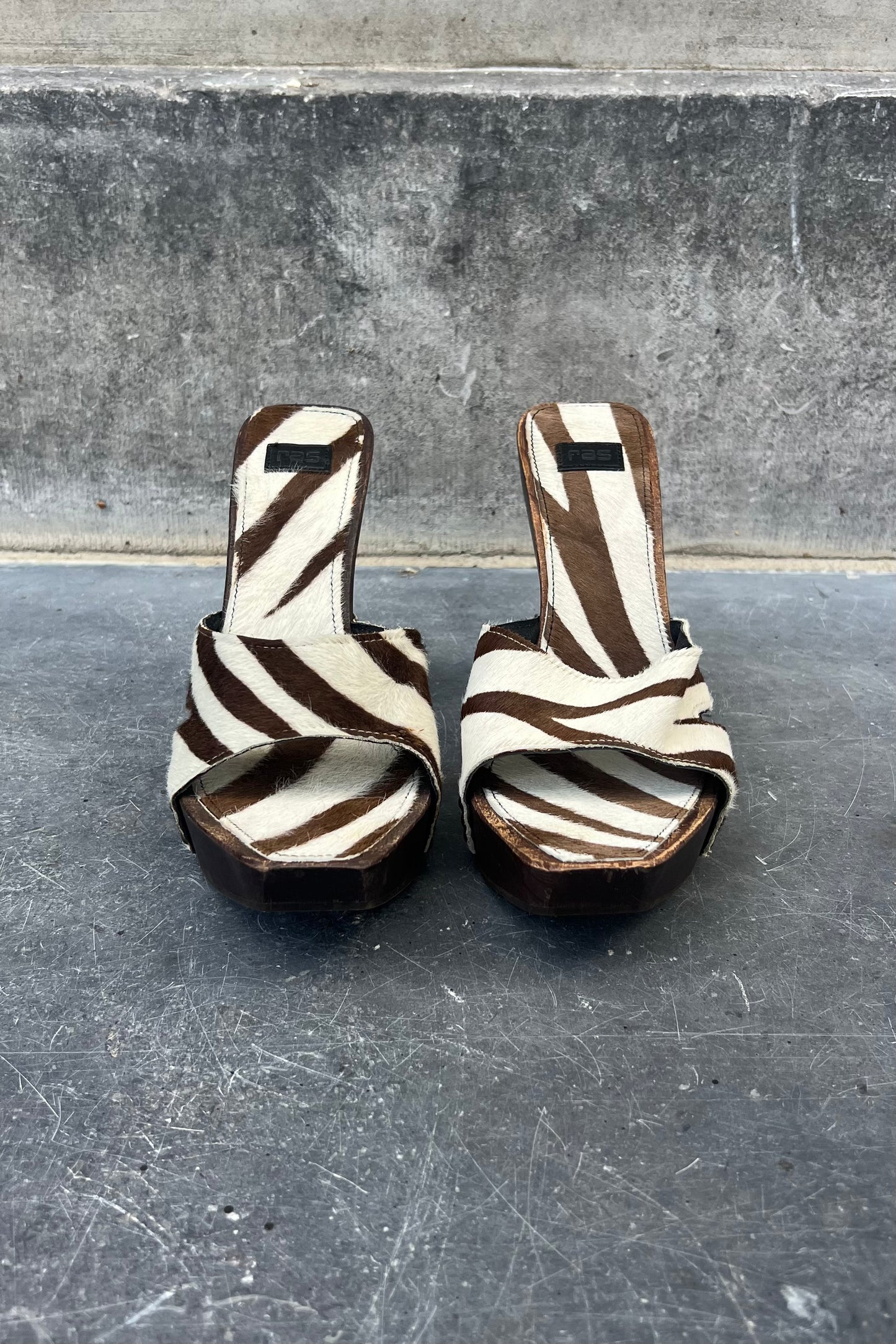 Vintage Zebra Calfskin Wooden Heels 39