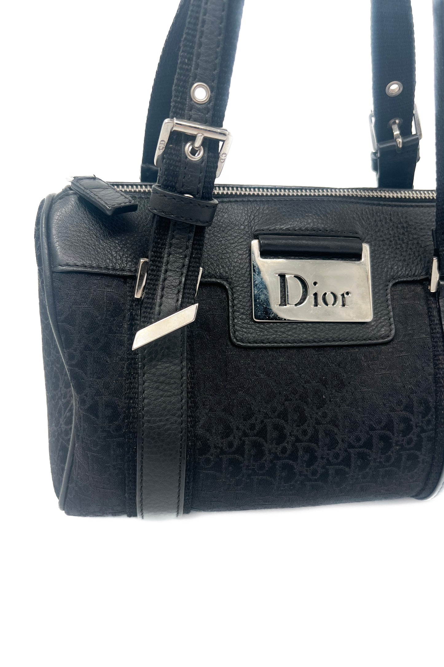Vintage Black & Silver Hardware Boston Bag