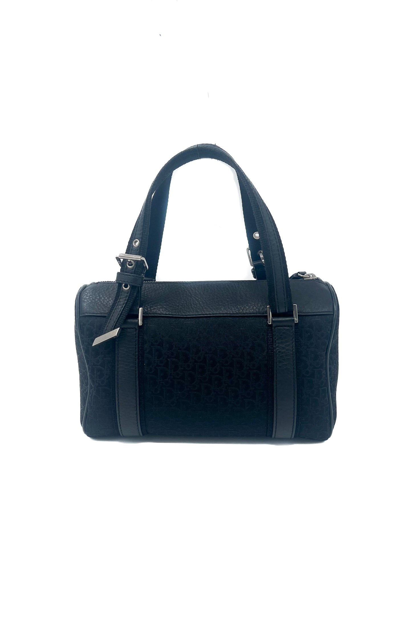 Vintage Black & Silver Hardware Boston Bag