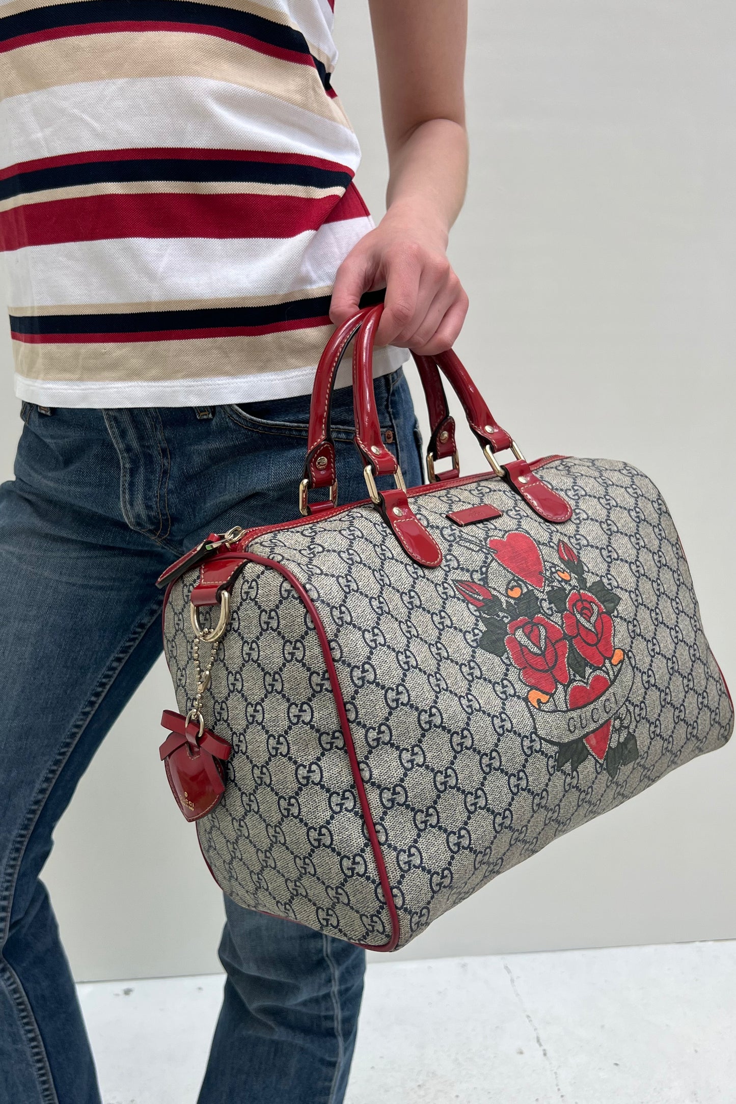 Vintage Navy Monogram Tattoo Print Joy Bag