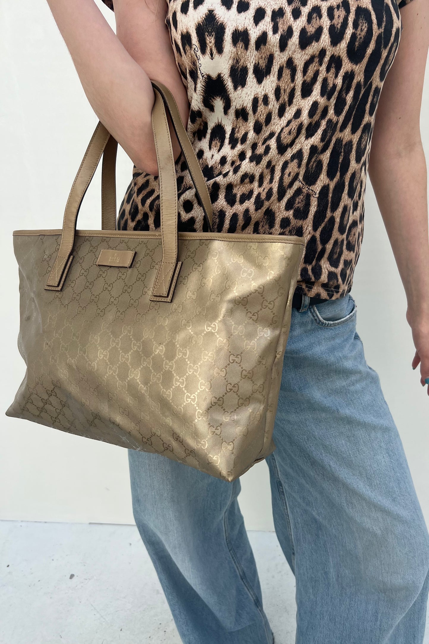 Vintage Golden Coated Monogram Shopper Bag