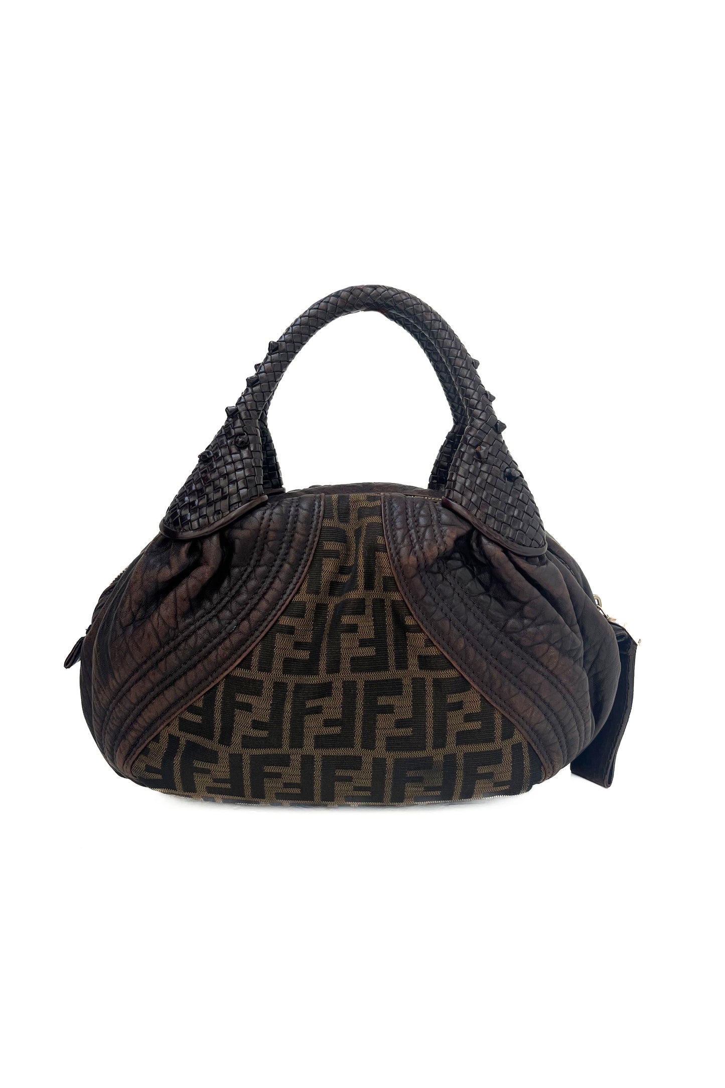 Vintage Classic Zucca & Chocolate Woven Handles Handbag