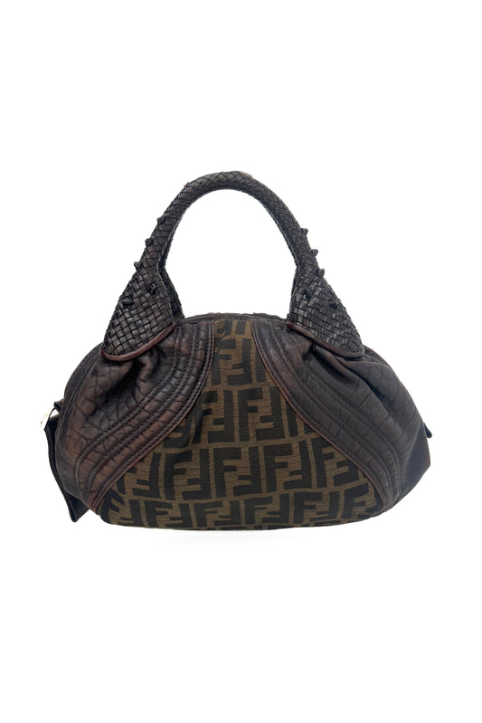 Vintage Classic Zucca & Chocolate Woven Handles Handbag