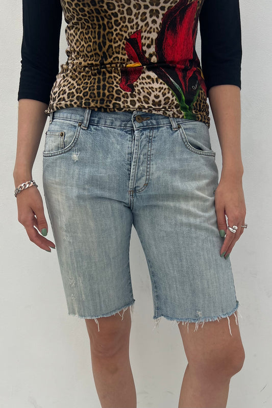 Vintage Green Logo Denim Bermuda