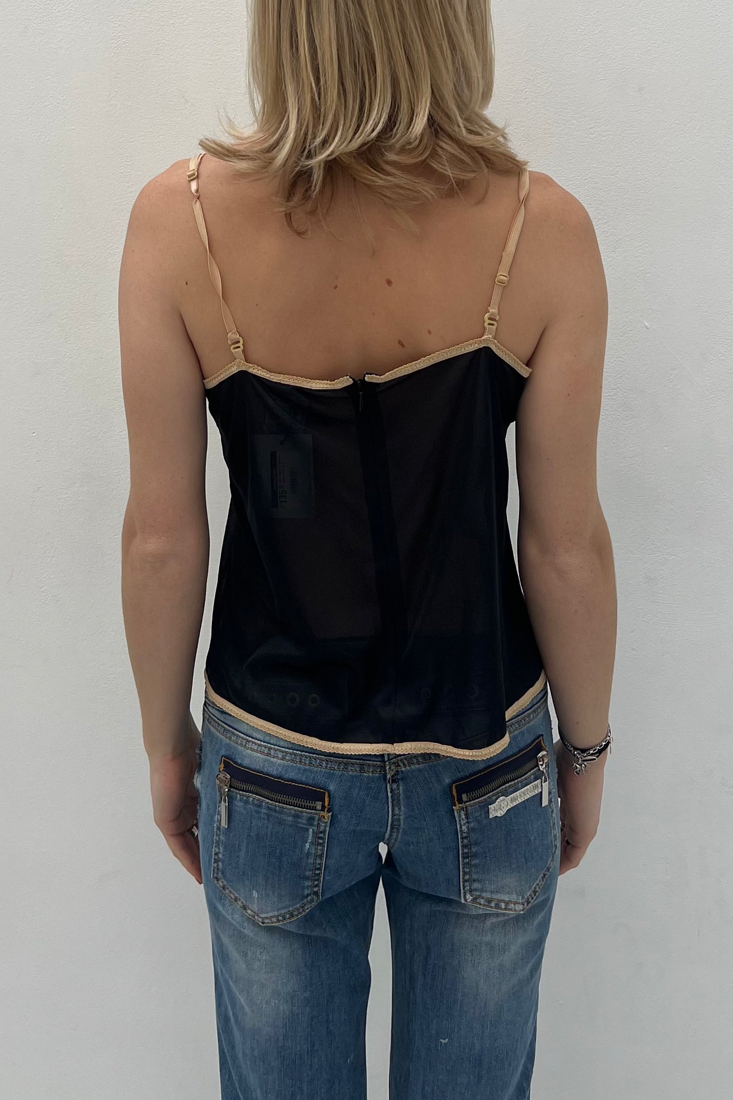 Vintage Black & Cream Lace Cami Top