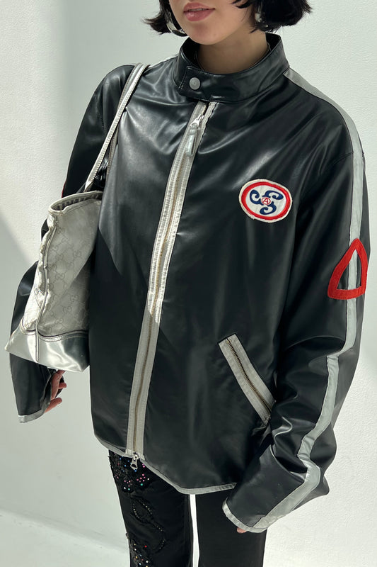 Vintage Faux Leather Biker Jacket -
