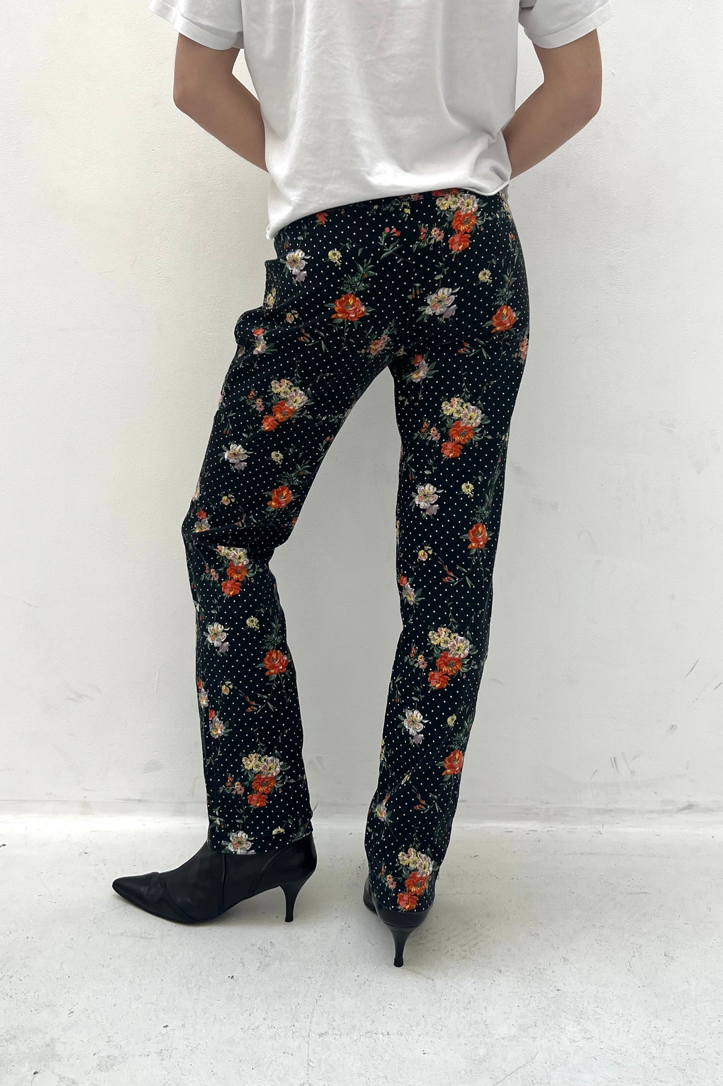 Vintage Black Mini Dotted & Floral Pants