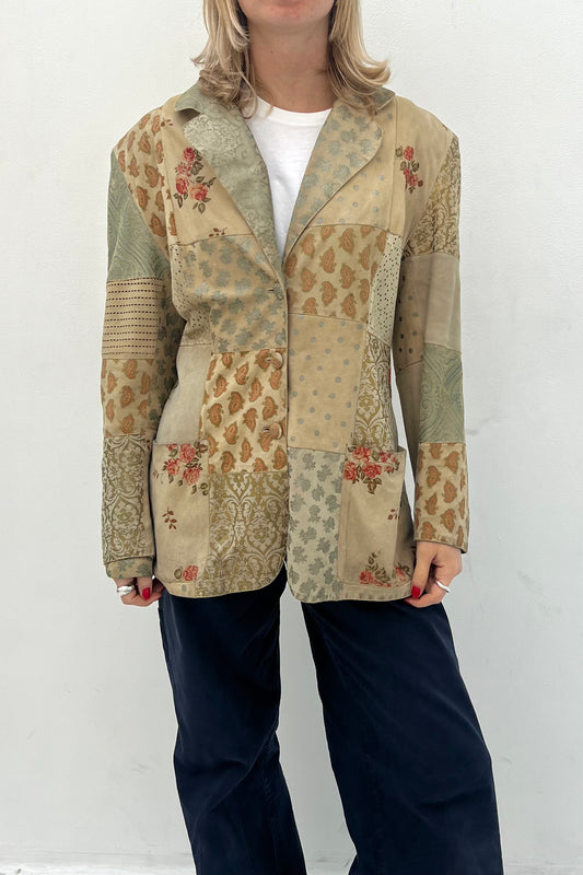 Vintage Suede Patchwork Blazer