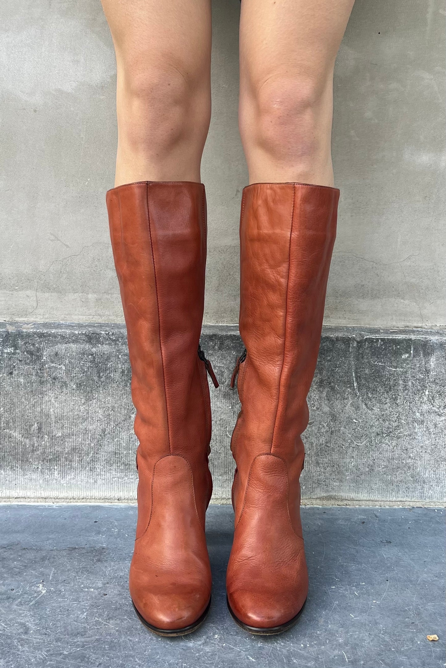 Vintage Tan High Little Chain Detail Boots 39