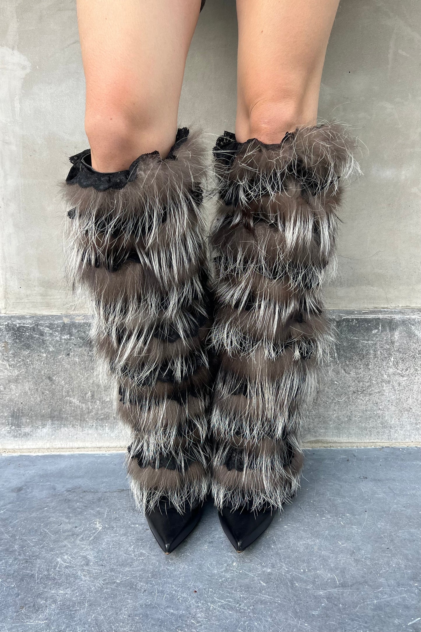 Vintage Fur & Lace Boots 39