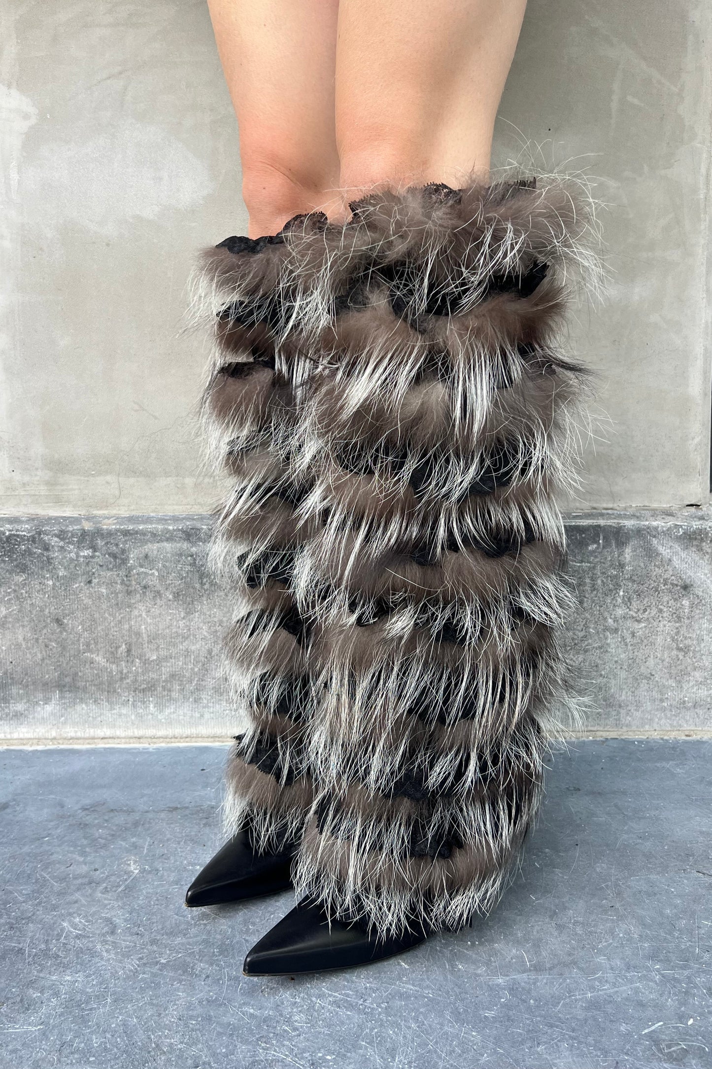 Vintage Fur & Lace Boots 39