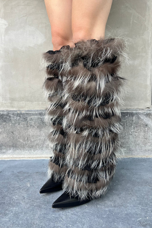 Vintage Fur & Lace Boots 39