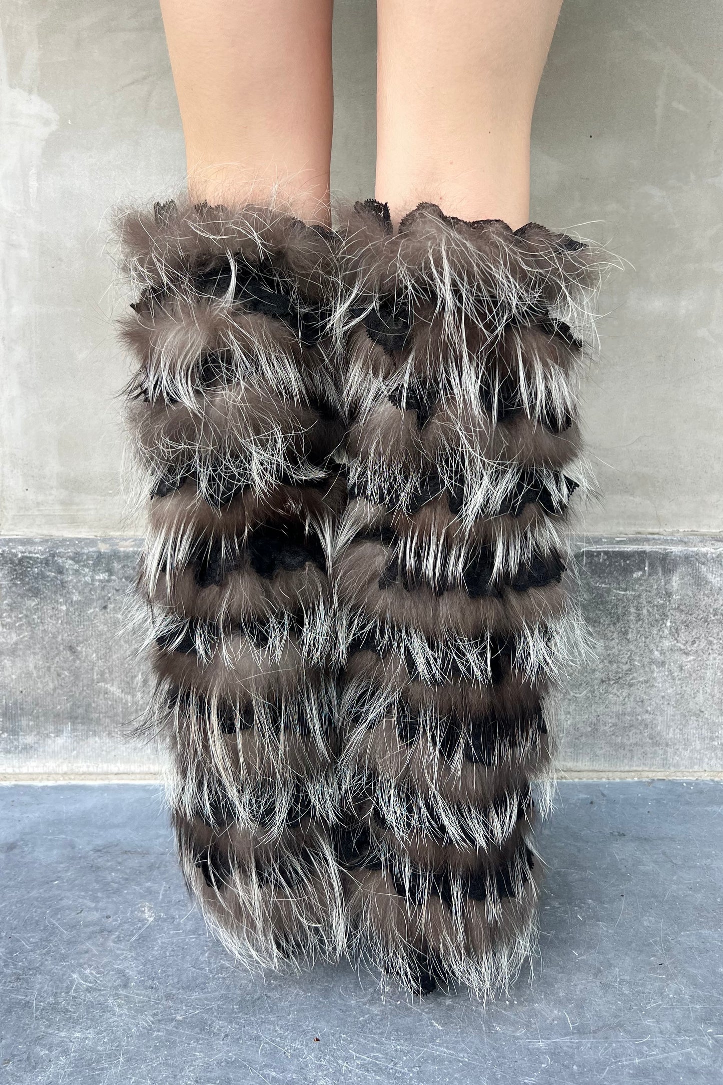 Vintage Fur & Lace Boots 39