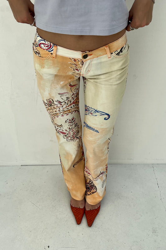 Vintage Peachy Paisly Printed Pants