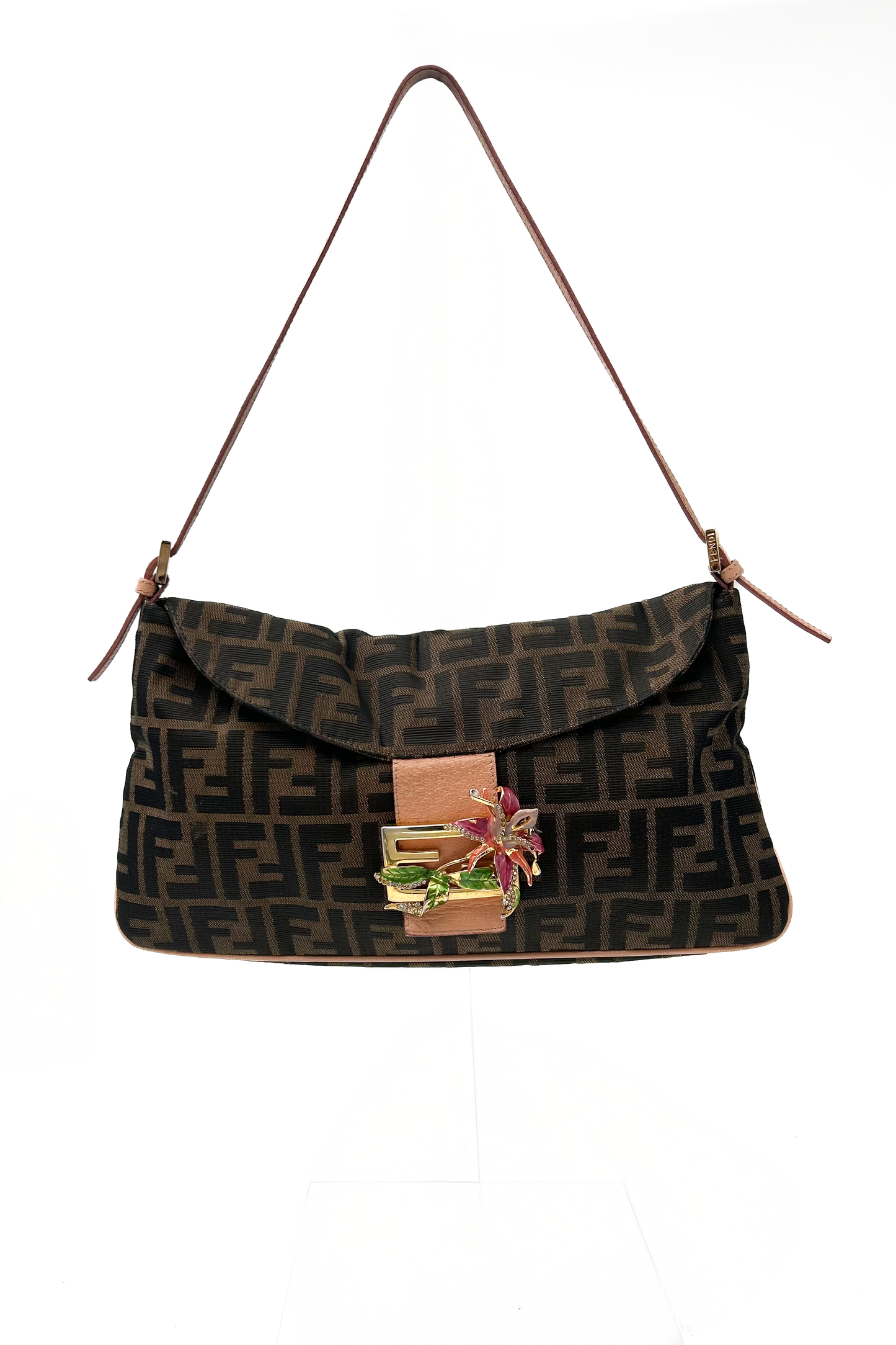 Vintage Classic Zucca Strass Floral Baguette Bag