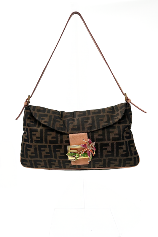 Vintage Classic Zucca Strass Floral Baguette Bag