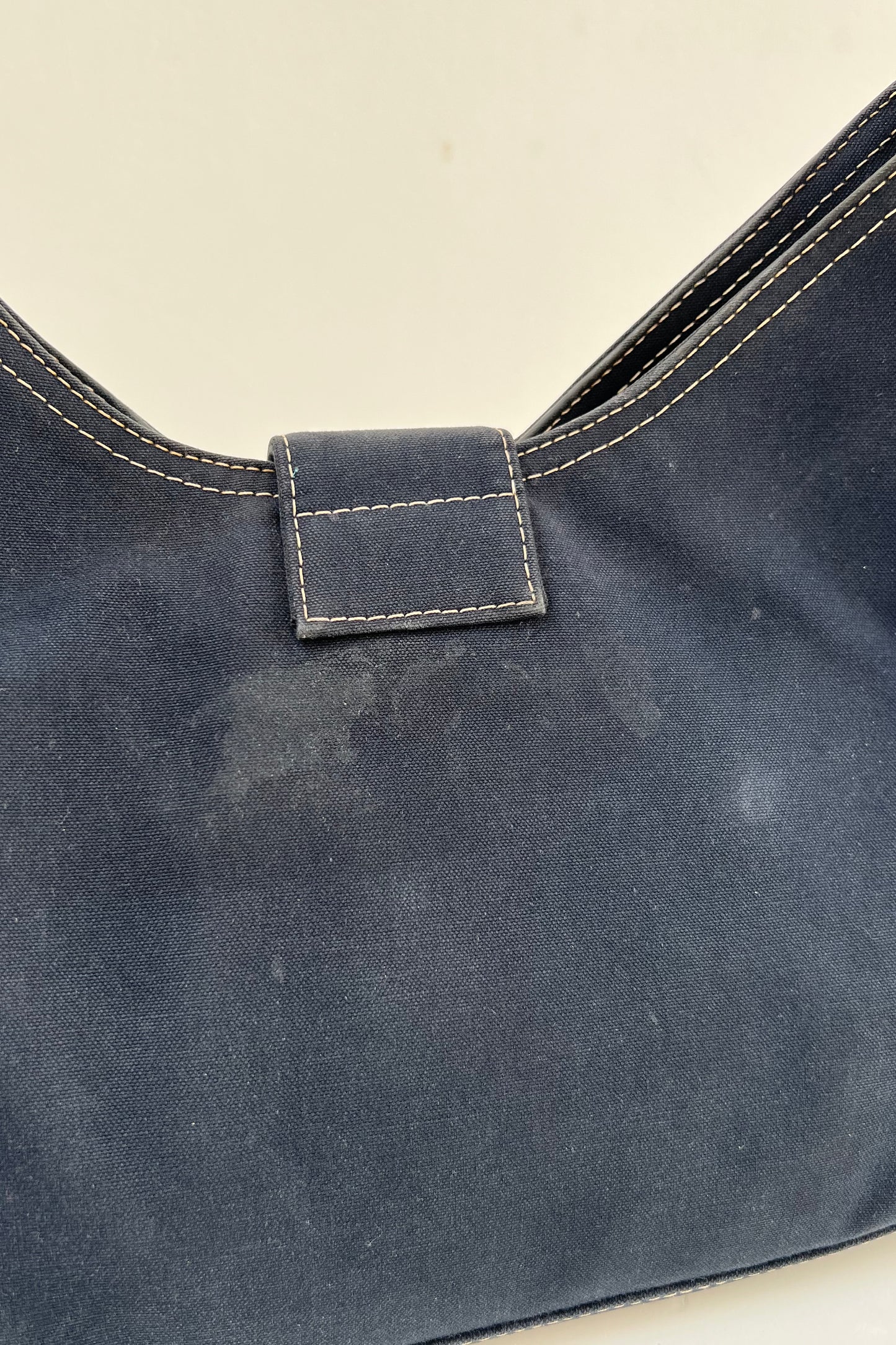 Vintage Navy Double Baguette Bag